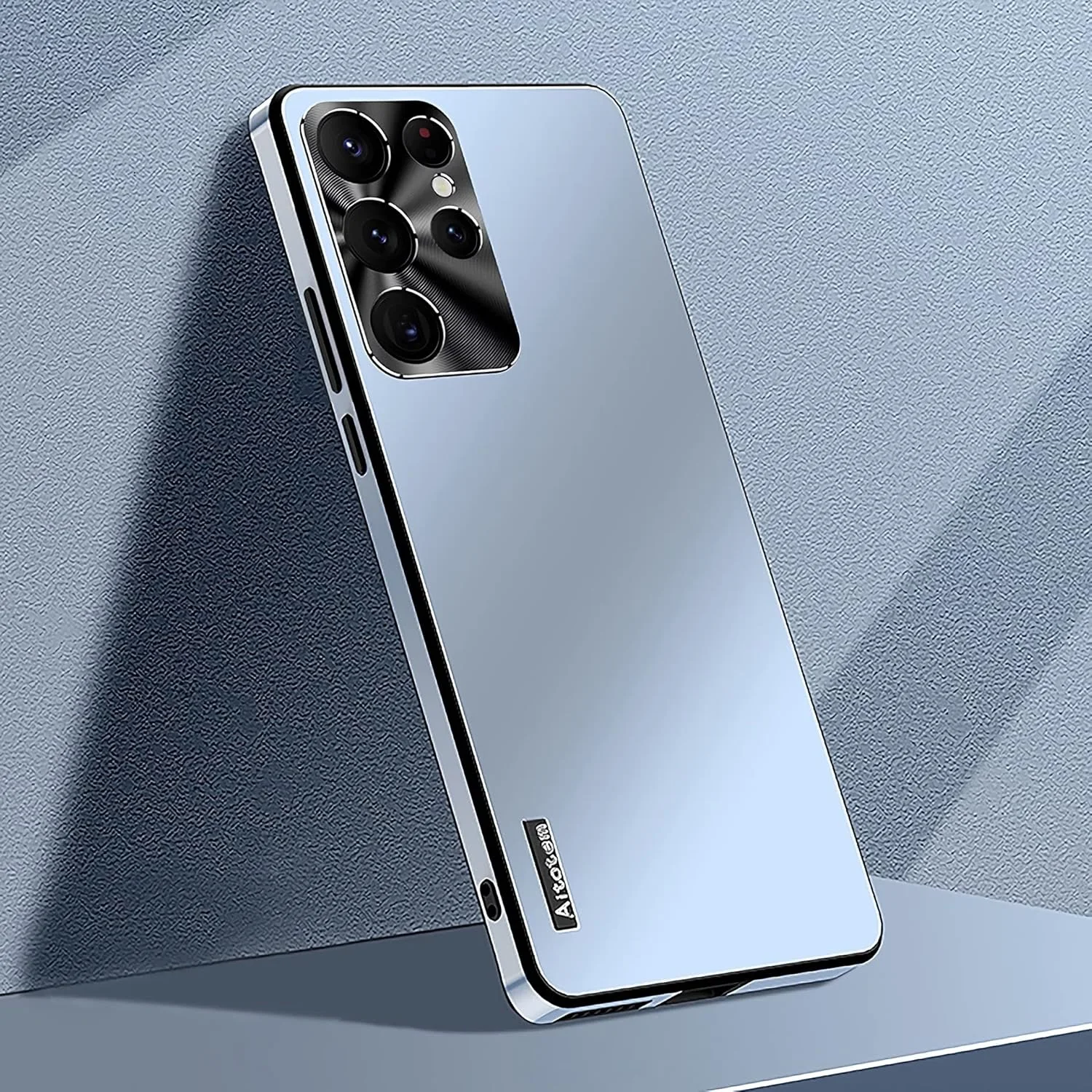 قاب گوشی مناسب برای گوشی موبایل سامسونگ S22 Ultra با لنز فلزی، محافظت کامل و شیک، قاب محافظ مات + ستاره ای جدید (آبی قله دور)