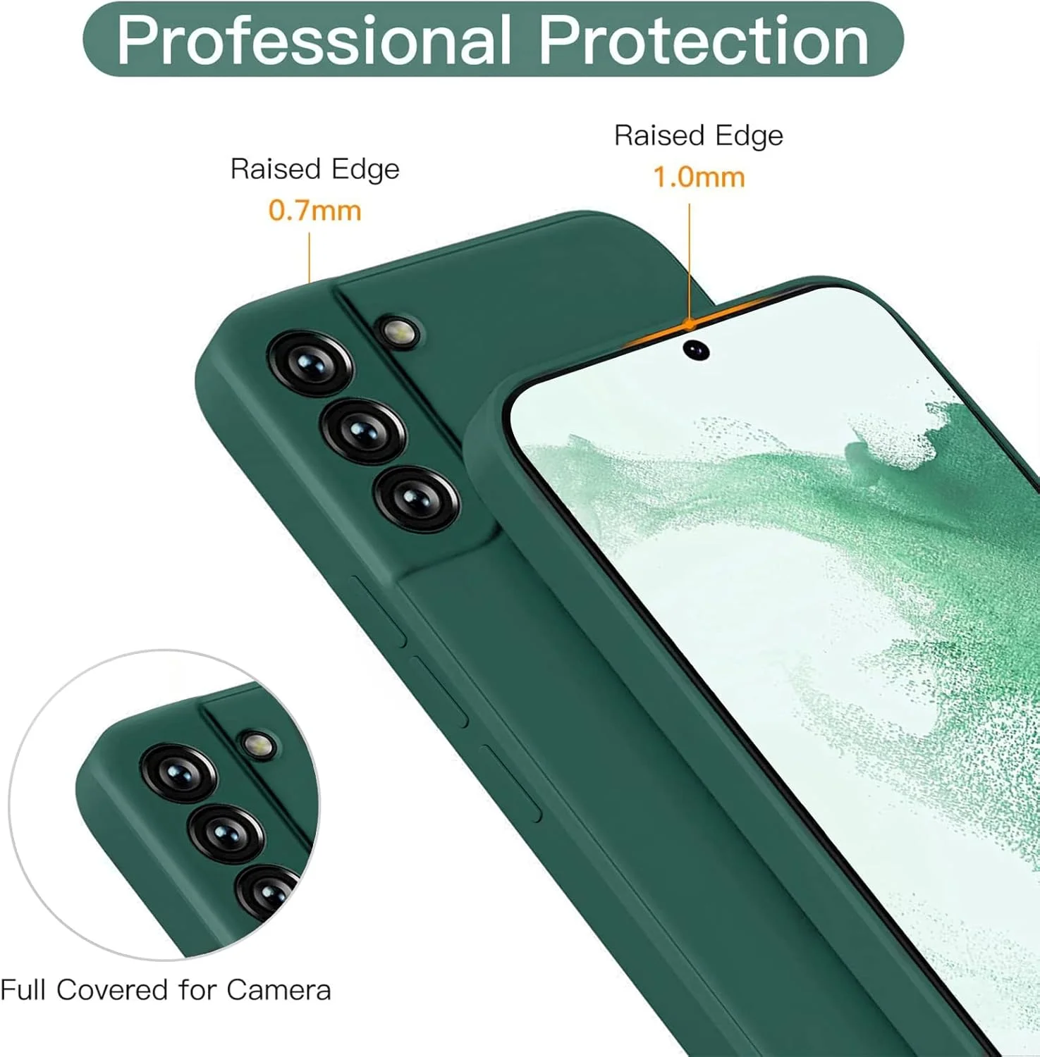 کاور محافظ ایمند برای گوشی سامسونگ گلکسی S22 5G، کاور پشتی سیلیکونی ضد ضربه برای S22 5G سبز 6.1 اینچ 2022