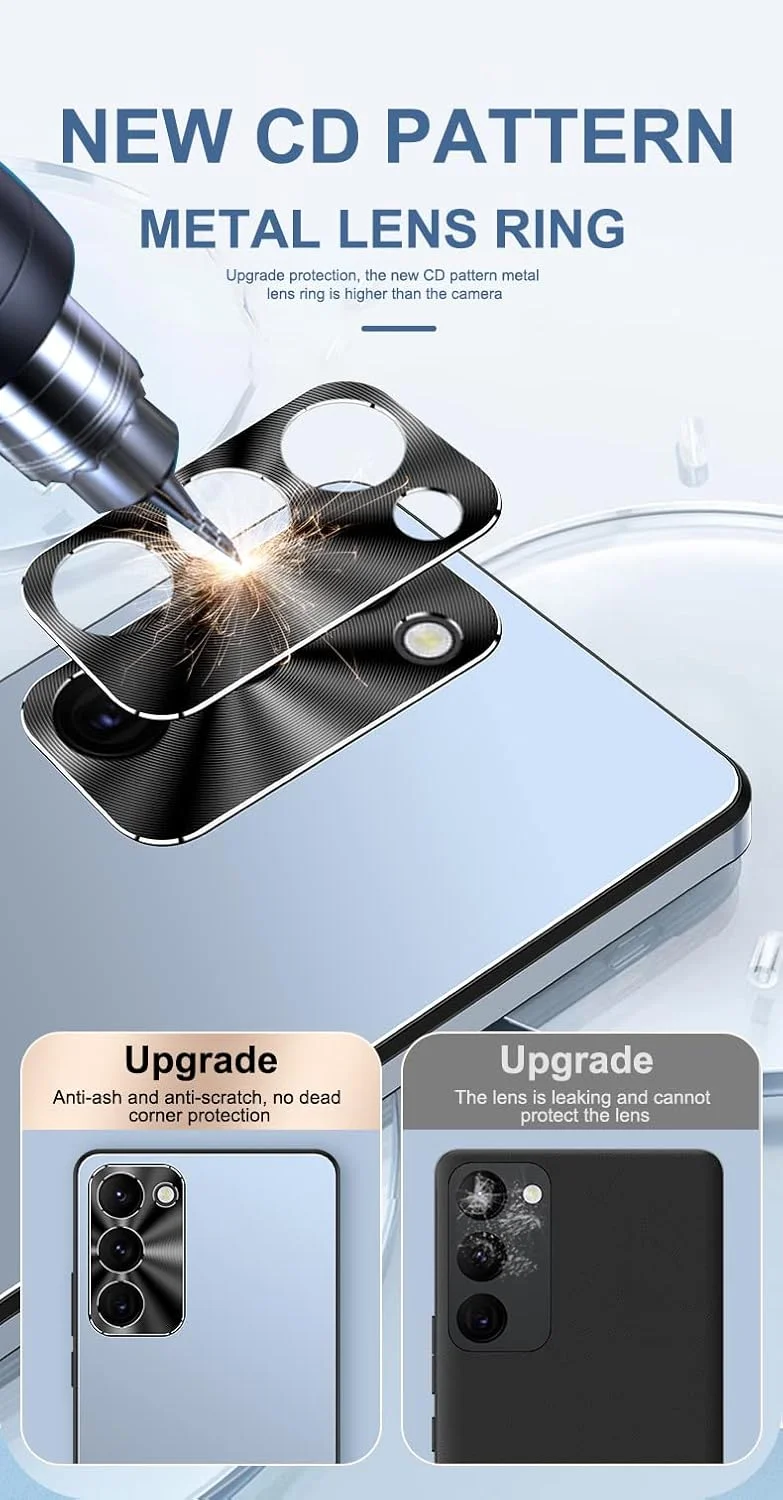 قاب گوشی مناسب برای گوشی موبایل سامسونگ S22 Ultra با لنز فلزی، محافظت کامل و شیک، قاب محافظ مات + ستاره ای جدید (آبی قله دور)