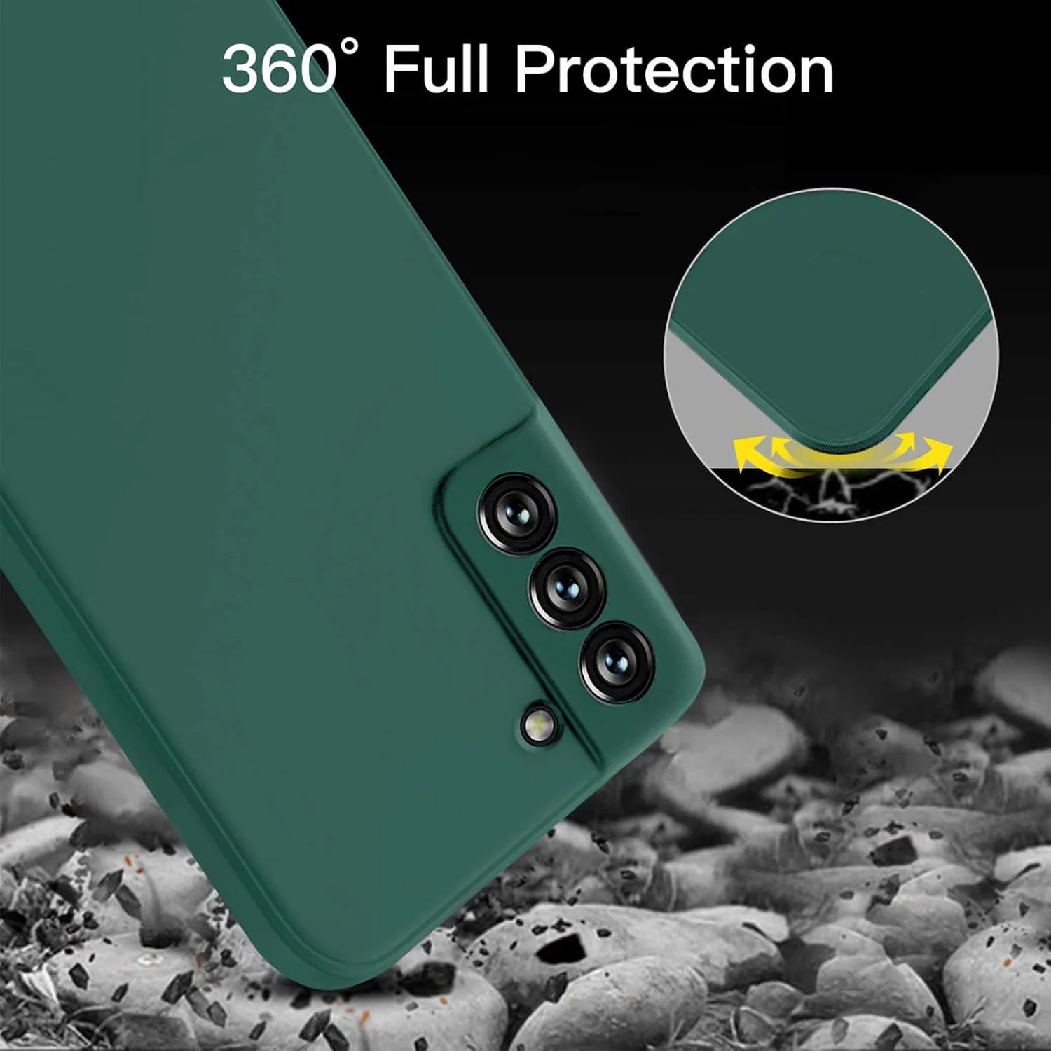 کاور محافظ ایمند برای گوشی سامسونگ گلکسی S22 5G، کاور پشتی سیلیکونی ضد ضربه برای S22 5G سبز 6.1 اینچ 2022