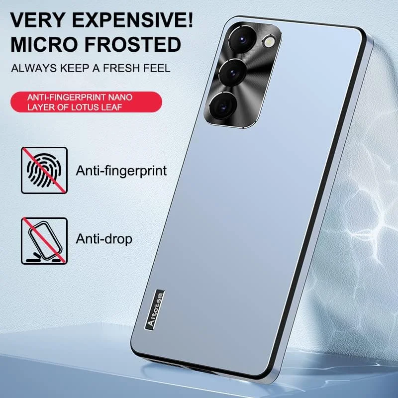 قاب گوشی مناسب برای گوشی موبایل سامسونگ S22 Ultra با لنز فلزی، محافظت کامل و شیک، قاب محافظ مات + ستاره ای جدید (آبی قله دور)