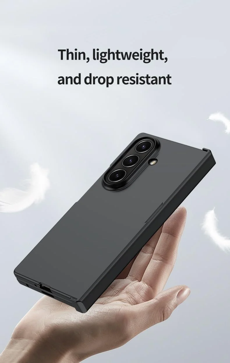 قاب محافظ باریک و لولایی مشکی سازگار با گوشی سامسونگ گلکسی زد فولد 7، کاور محافظ PC سخت، بسیار نازک، سبک و ضد خش، مدل Snap-on، یک عدد