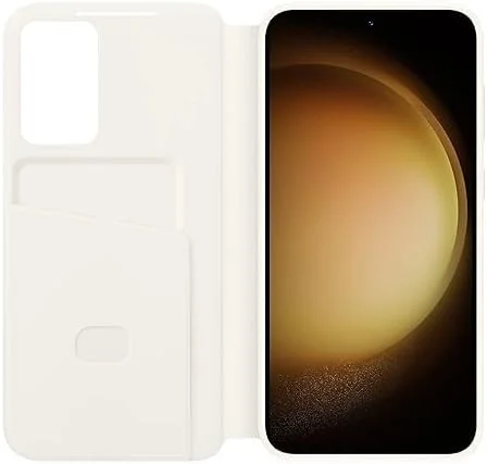 کیف پول هوشمند با نمای هوشمند مناسب برای سامسونگ گلکسی اس 23 پلاس - رنگ کرم