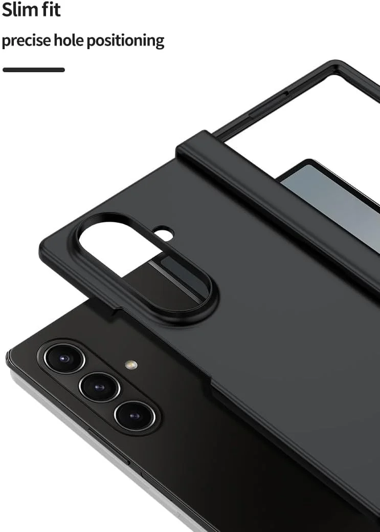 قاب محافظ باریک و لولایی مشکی سازگار با گوشی سامسونگ گلکسی زد فولد 7، کاور محافظ PC سخت، بسیار نازک، سبک و ضد خش، مدل Snap-on، یک عدد