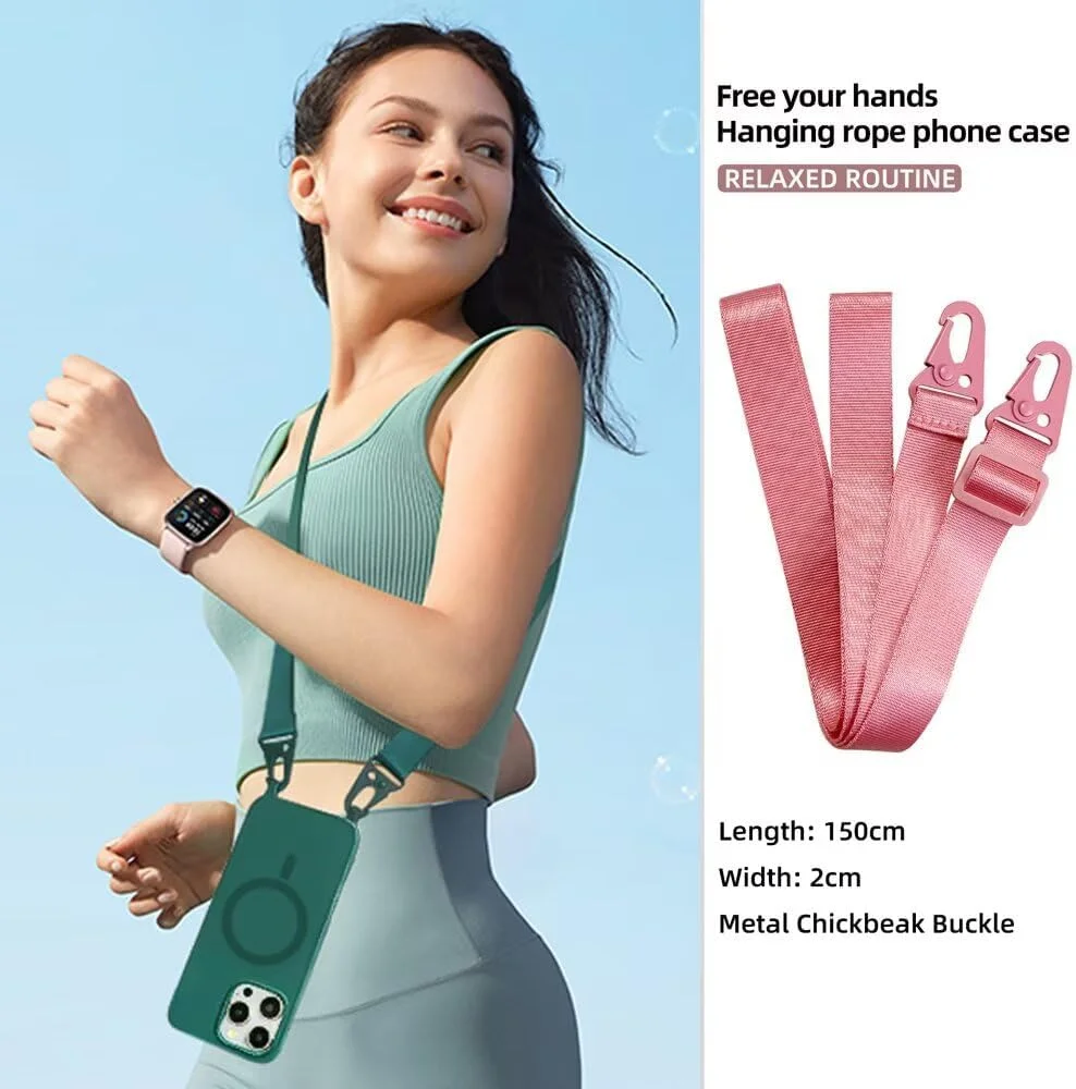 کیف کراس بادی سازگار با سامسونگ گلکسی A06 5G، قاب شارژ بی سیم با بند گردنی قابل تنظیم، آبی