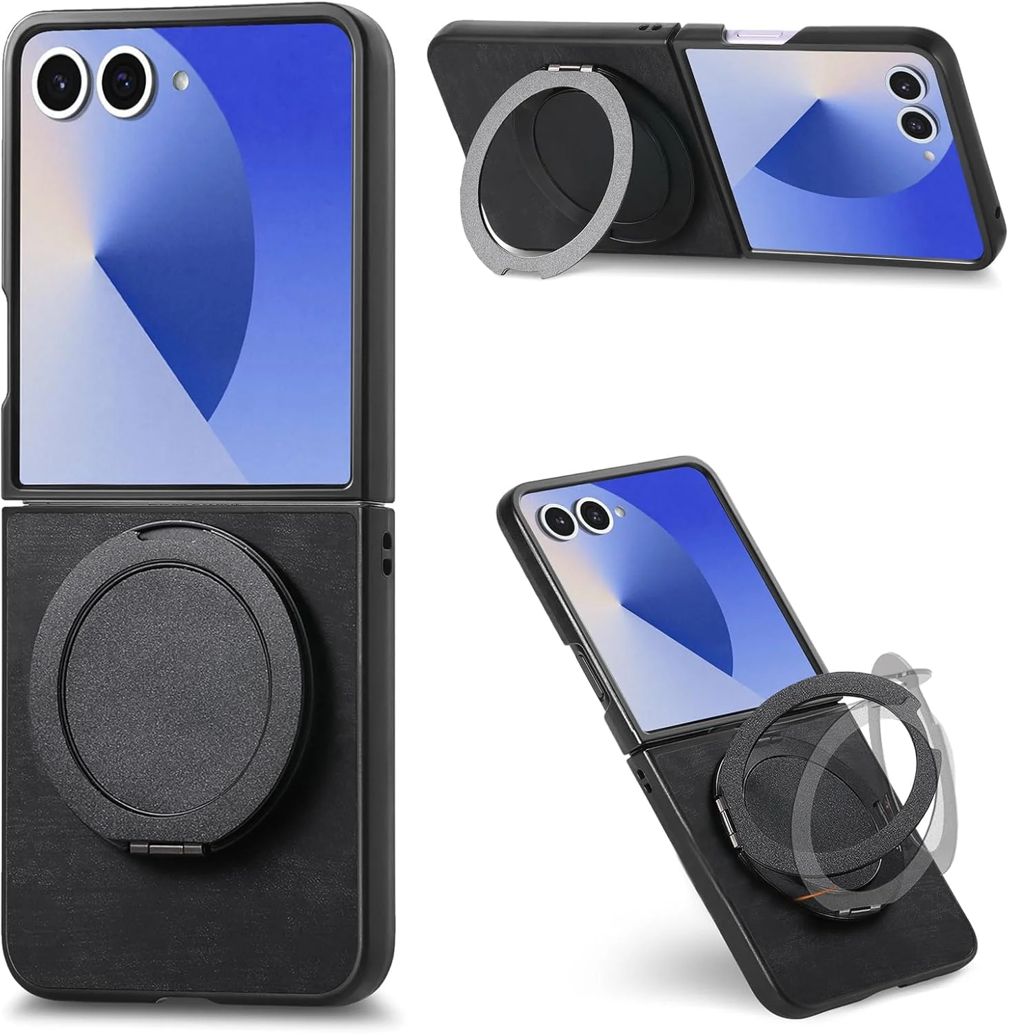 قاب محافظ گوشی سامسونگ گلکسی زد فلیپ 7 5G با پایه انگشتی چرخان 360 درجه، کاور سیلیکونی ضد ضربه برای بانوان و آقایان