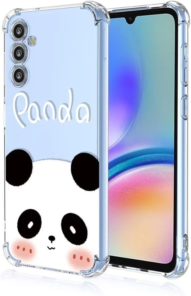 کاور محافظ شفاف باریک سازگار با گوشی سامسونگ گلکسی A05s، بامپر TPU نرم، طرح برجسته سه بعدی دخترانه، ضد ضربه - پاندا
