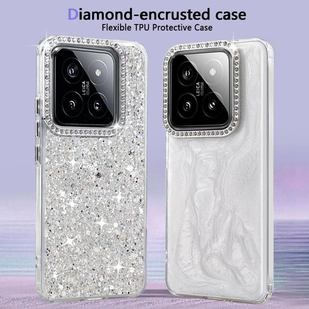 قاب گوشی برای سامسونگ گلکسی S25 Edge 5G، کاور محافظ با فریم لنز دوربین الماسی درخشان، کاور TPU نرم و شفاف ضد ضربه و براق