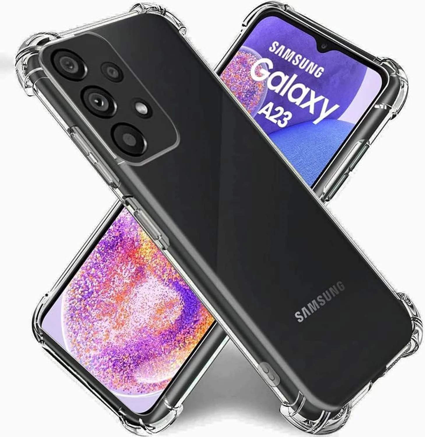 کاور جایگزین با کیفیت BURAQ سازگار با گوشی سامسونگ گلکسی A23، کاور شفاف TPU با ضربه گیر محافظ برای گوشی سامسونگ گلکسی A23