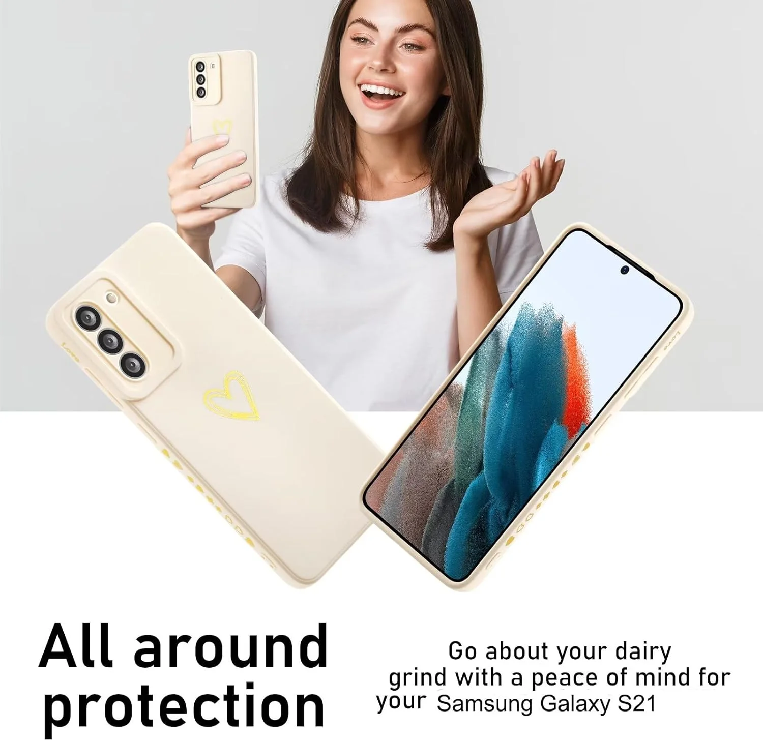 قاب محافظ گوشی سامسونگ گلکسی اس 21/اس 30، با روکش نرم، ضد ضربه، ضد گرد و غبار، محافظ کامل بدنه، سفید