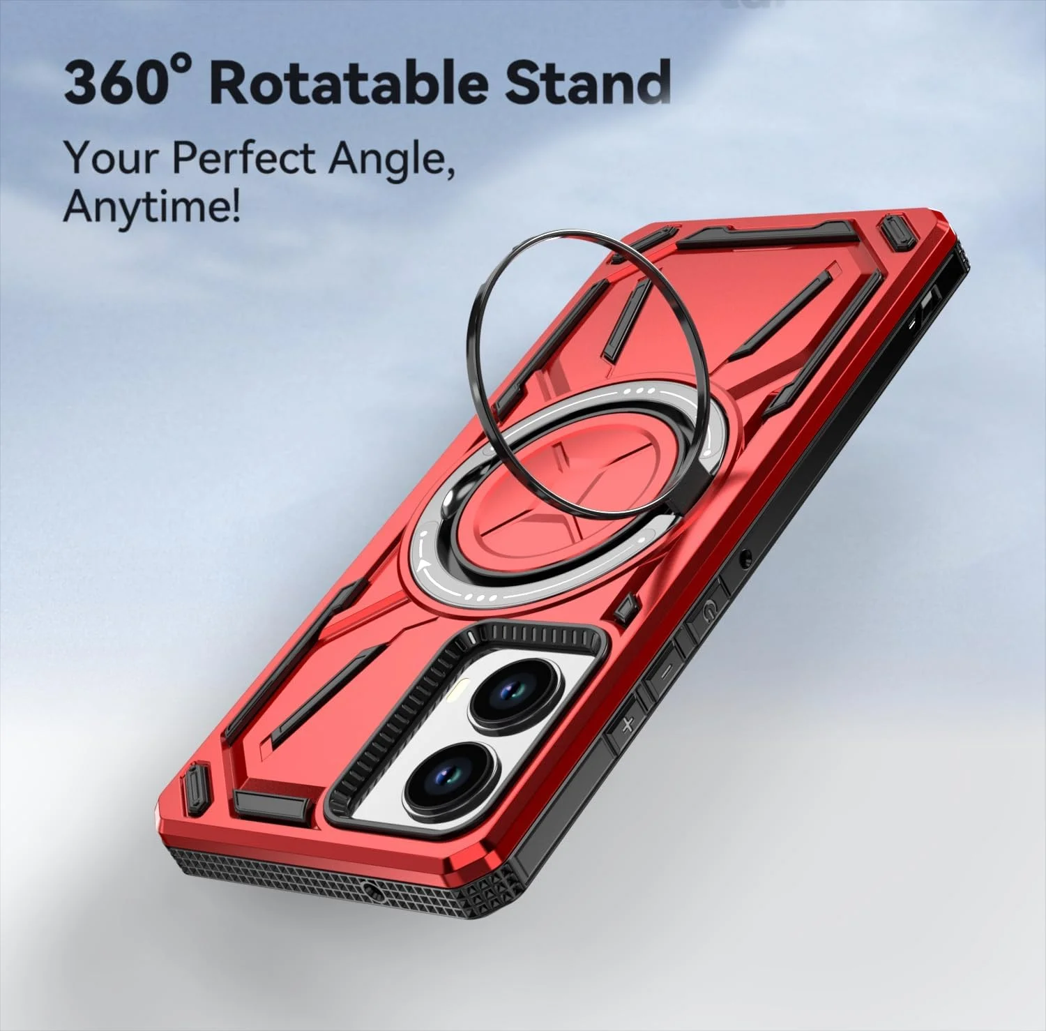 کاور محافظ گوشی سامسونگ گلکسی A06 5G به همراه محافظ صفحه نمایش شیشه ای و استند انگشتی حلقه ای فلزی، ضد ضربه و مقاوم - قرمز کاور محافظ گوشی سامسونگ گلکسی A06 5G به همراه محافظ صفحه نمایش شیشه ای و استند انگشتی حلقه ای فلزی، ضد ضربه و مقاوم - قرمز