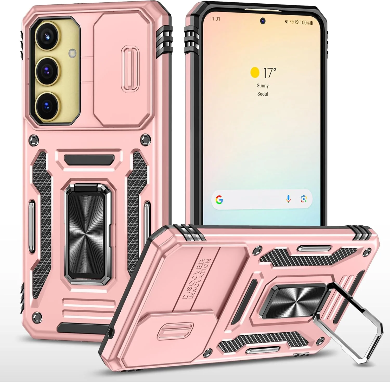 کاور کشویی دوربین برای گوشی سامسونگ گلکسی A35 5G/A55 5G، پایه تاشو با حلقه مغناطیسی چرخان 360 درجه، کاور محافظ ضد ضربه، رزگلد کاور کشویی دوربین برای گوشی سامسونگ گلکسی A35 5G/A55 5G، پایه تاشو با حلقه مغناطیسی چرخان 360 درجه، کاور محافظ ضد ضربه، رزگلد