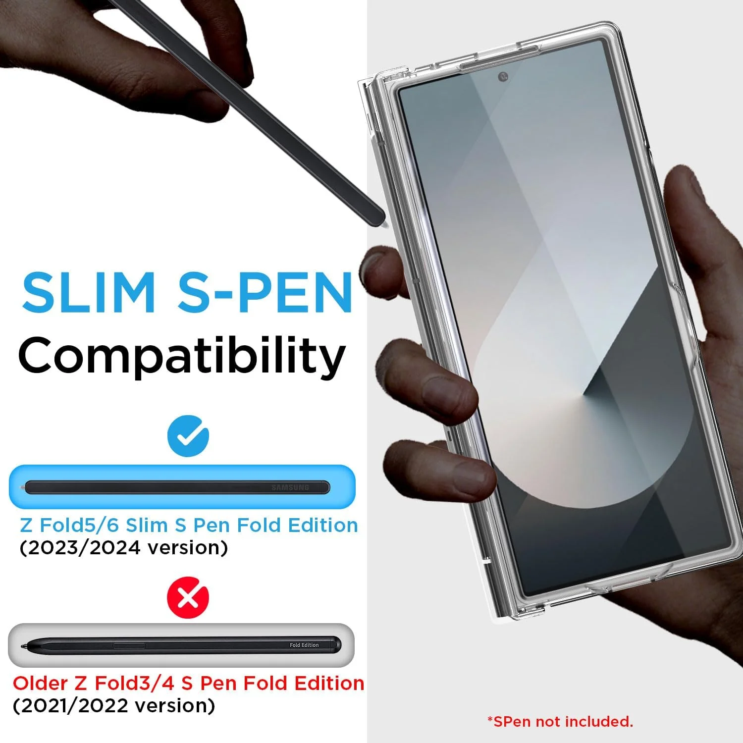 کاور محافظ گوشی سامسونگ گلکسی زد فولد 7، طراحی شفاف و اورجینال با محافظ صفحه نمایش داخلی و جای قلم S Pen، کاور محافظ باریک و شفاف 360 درجه کاور محافظ گوشی سامسونگ گلکسی زد فولد 7، طراحی شفاف و اورجینال با محافظ صفحه نمایش داخلی و جای قلم S Pen، کاور محافظ باریک و شفاف 360 درجه