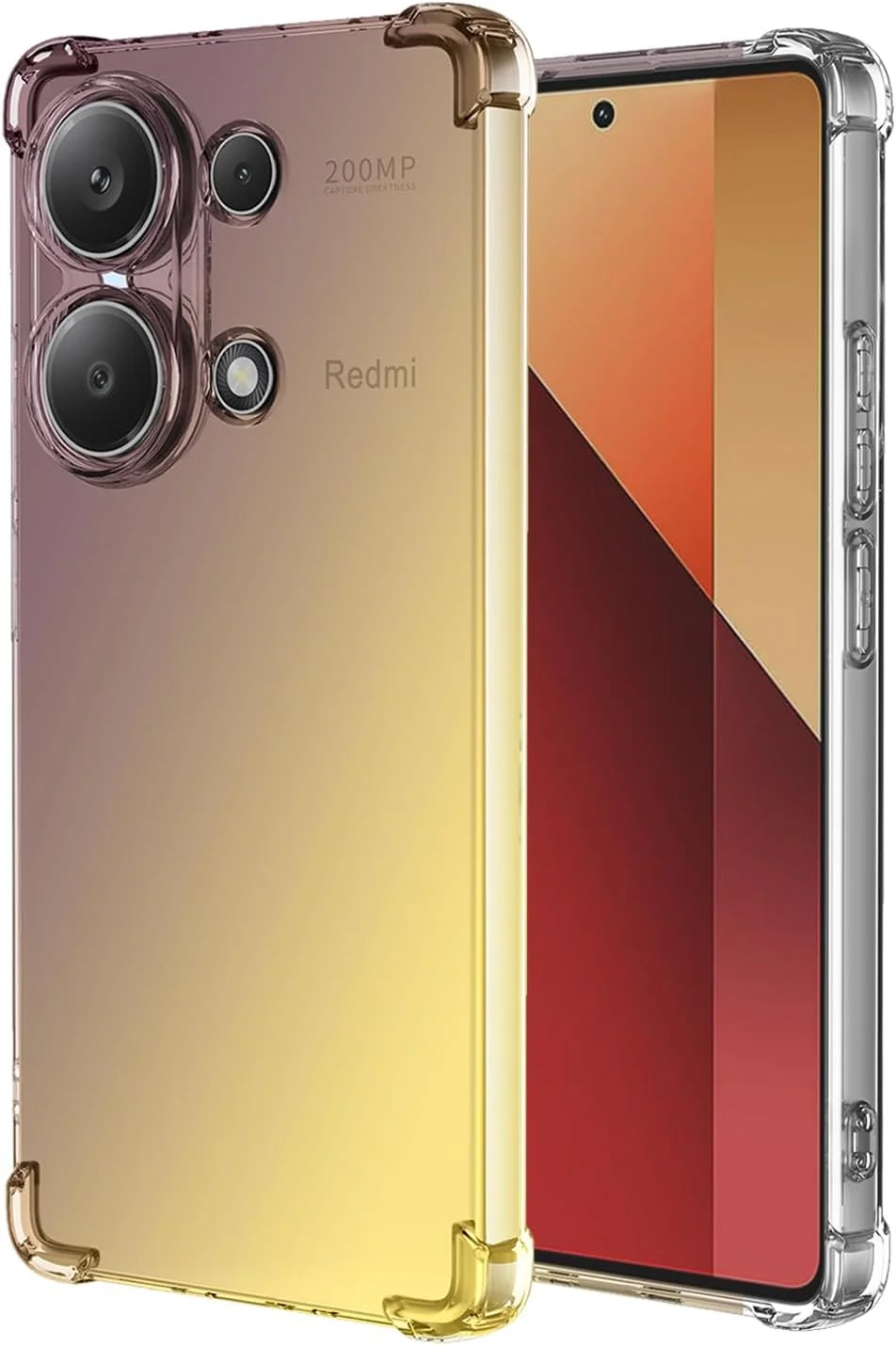 کاور گوشی برای ردمی نوت 13 پرو 4G، پوکو M6 پرو 4G مدل 23117RA68G، کاور محافظ گوشی پشتی TPU باریک و شفاف با گرادیان زیبا و ضد ضربه برای شیائومی ردمی نوت 13 پرو 4G مشکی/طلایی