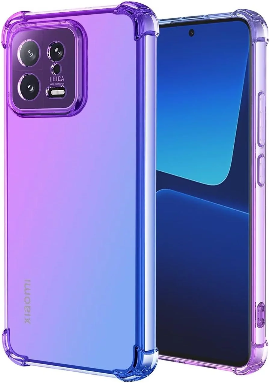 کاور گوشی برای شیائومی 13 5G مدل 2211133C، کاور محافظ پشتی TPU باریک و ضد ضربه با طرح گرادیان شفاف و زیبا برای شیائومی می 13 - بنفش/آبی
