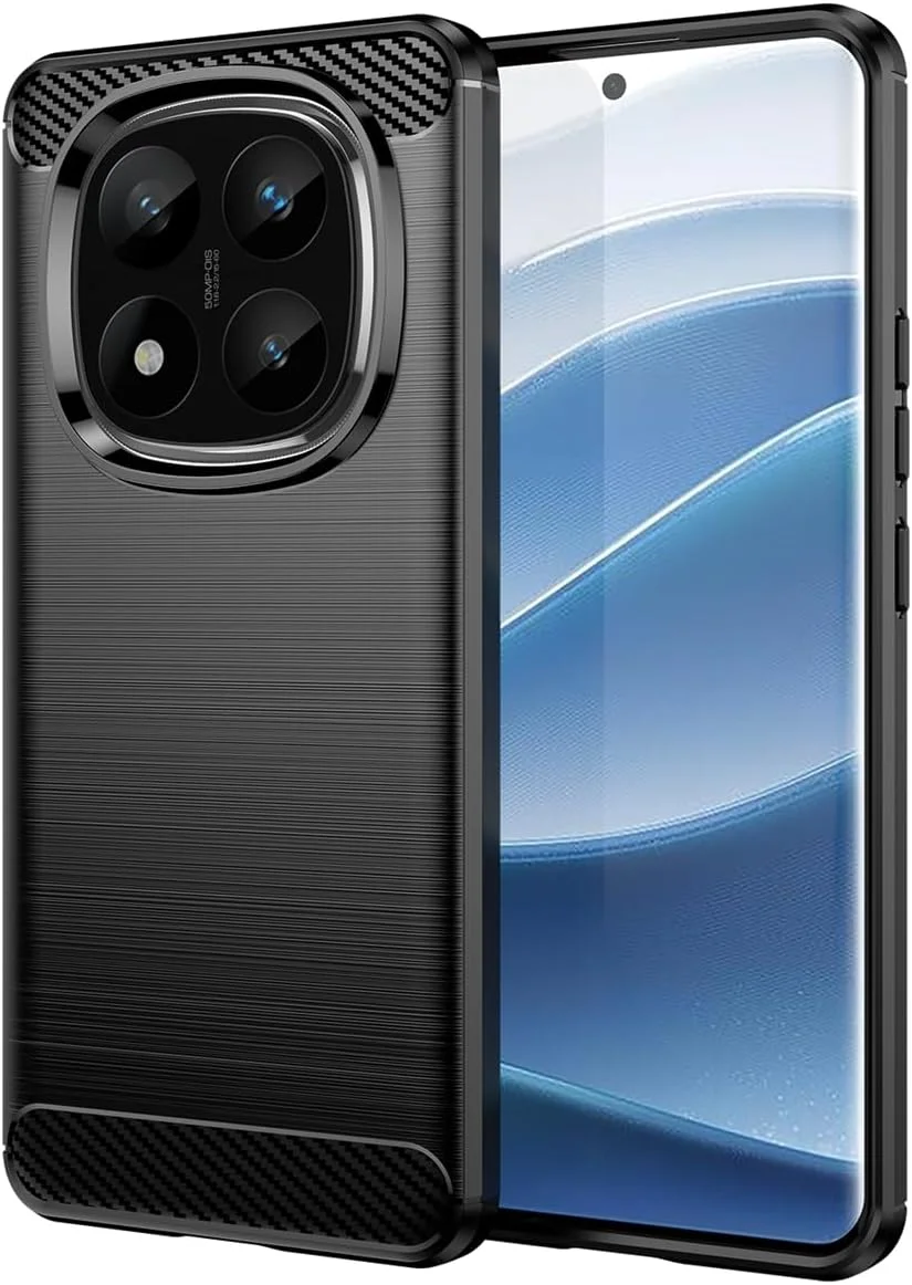 قاب محافظ فیبر کربنی باریک و نرم TPU با قابلیت جذب شوک و ضد ضربه برای گوشی شیائومی Redmi Note 14 Pro Plus 5G - مشکی