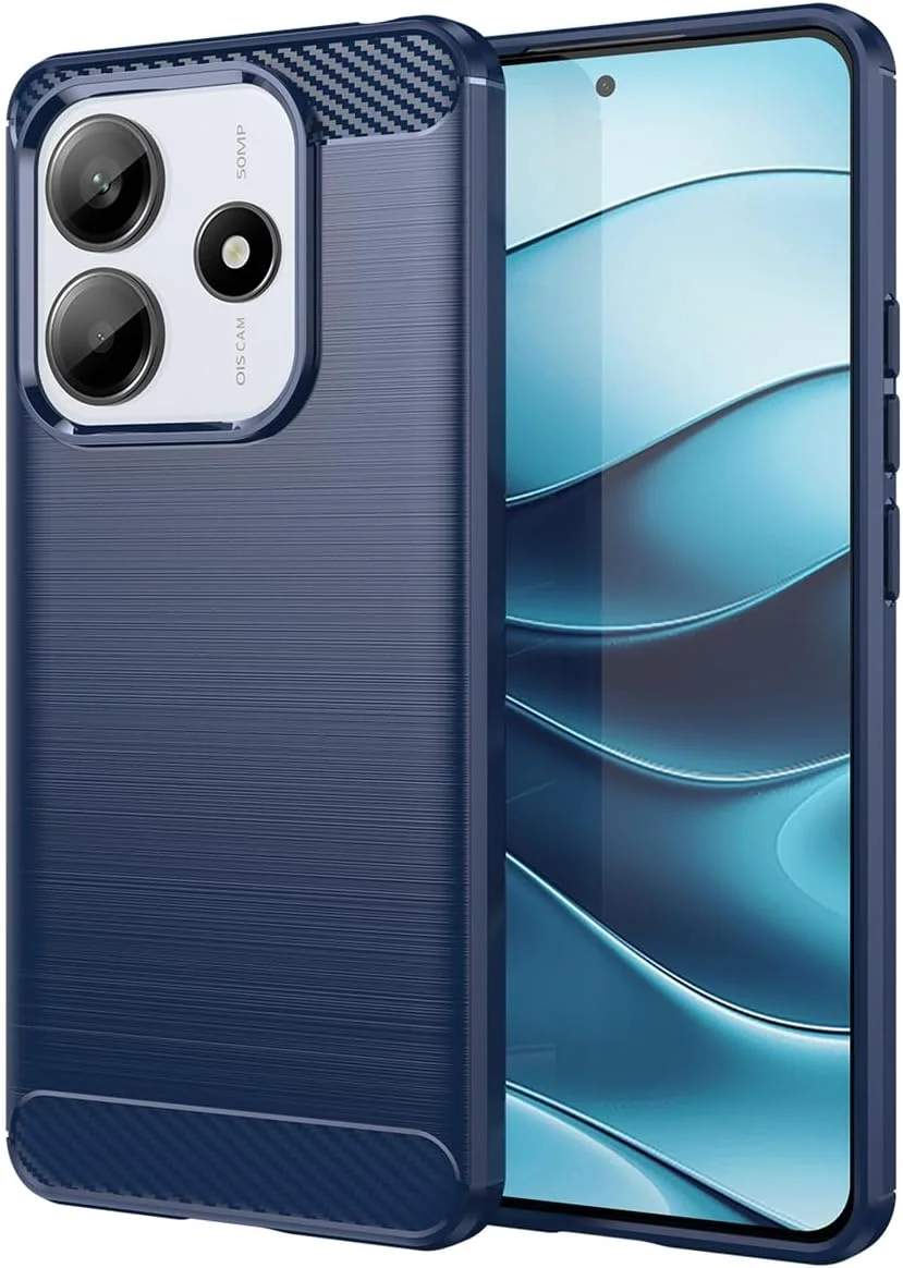 قاب محافظ فیبر کربنی باریک و نرم TPU با قابلیت جذب شوک و محافظت در برابر ضربه برای گوشی شیائومی Redmi Note 14 5G - سرمه ای