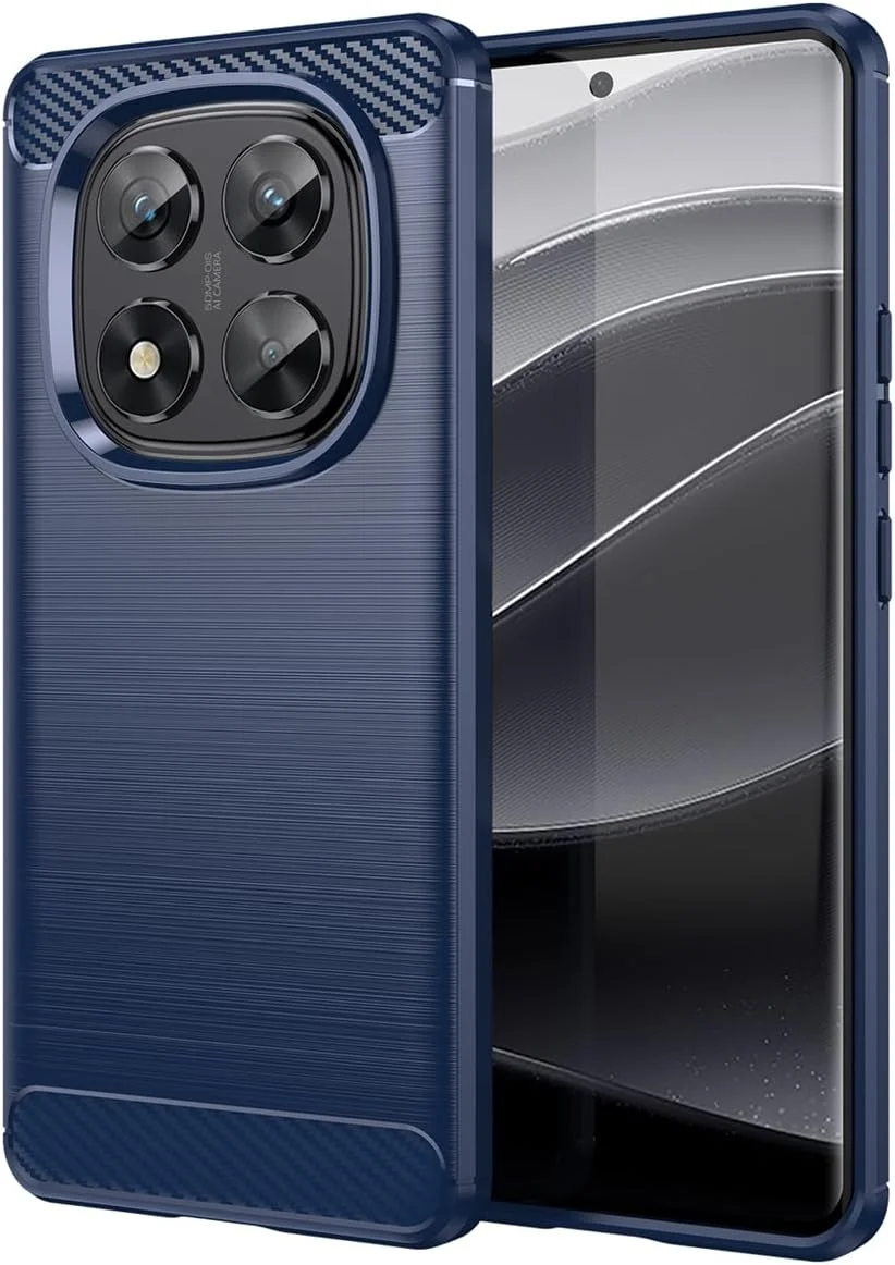 قاب محافظ فیبر کربنی باریک و نرم TPU ضد ضربه برای گوشی شیائومی Redmi Note 14 Pro 5G - آبی تیره