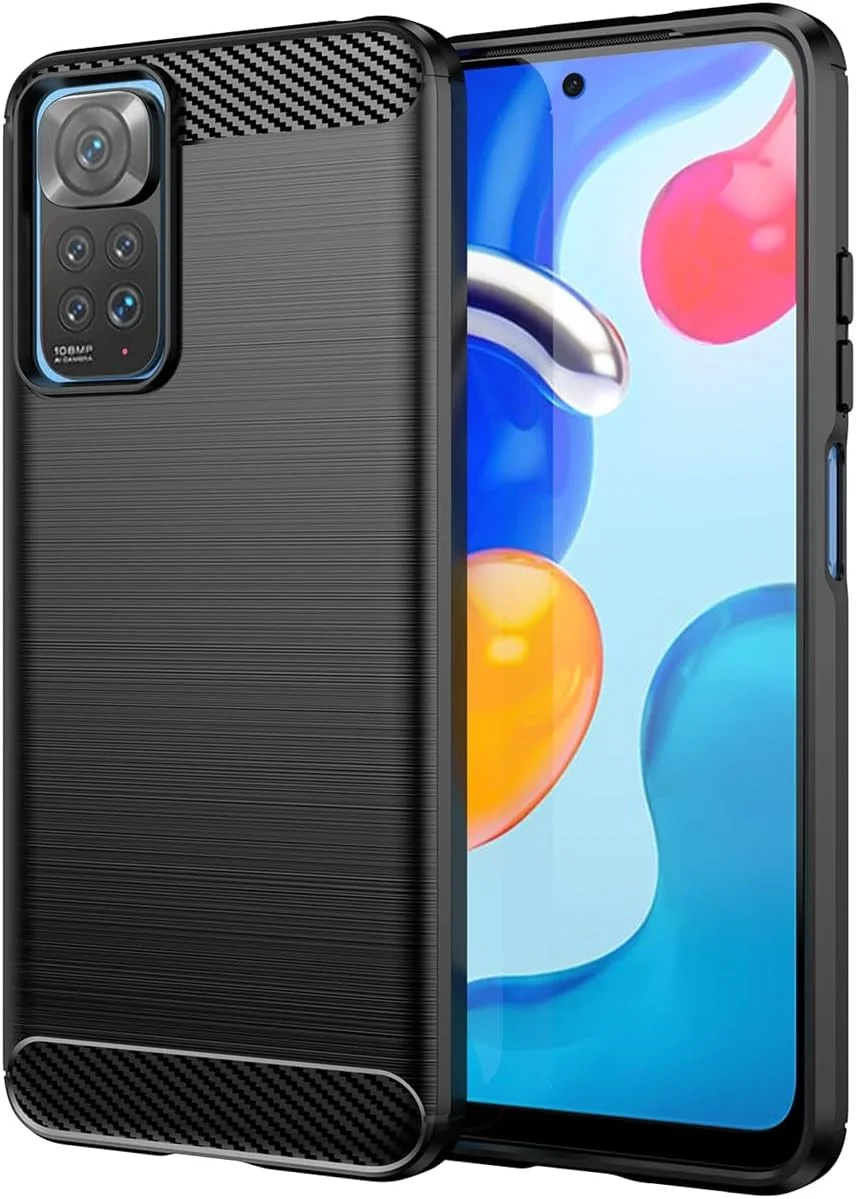 کاور محافظ گوشی شیائومی ردمی نوت 11 نسخه 4G / ردمی نوت 11S / ردمی نوت 12S، کاور فیبر کربنی باریک و نرم TPU، ضد ضربه و محافظ گوشی - مشکی
