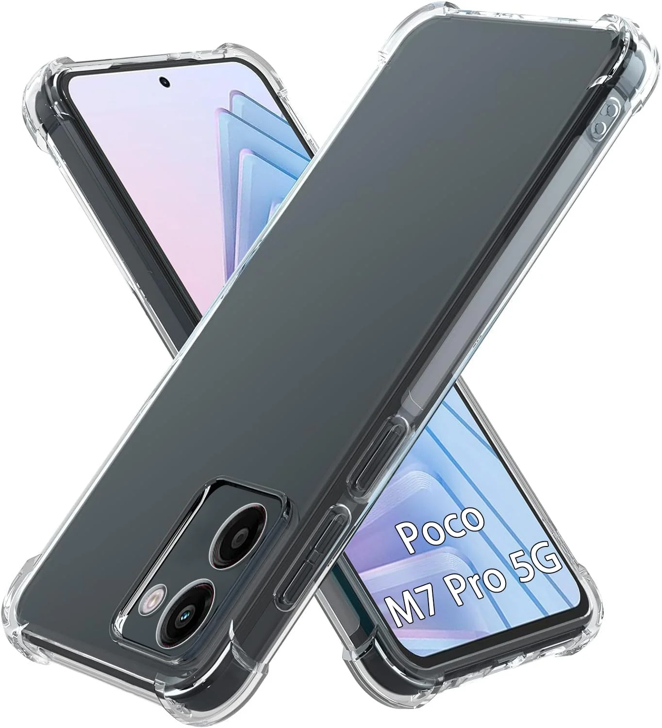 کاور محافظ TPU شفاف چهار گوشه با محافظت درجه نظامی برای گوشی شیائومی ردمی پوکو M7 پرو 5G