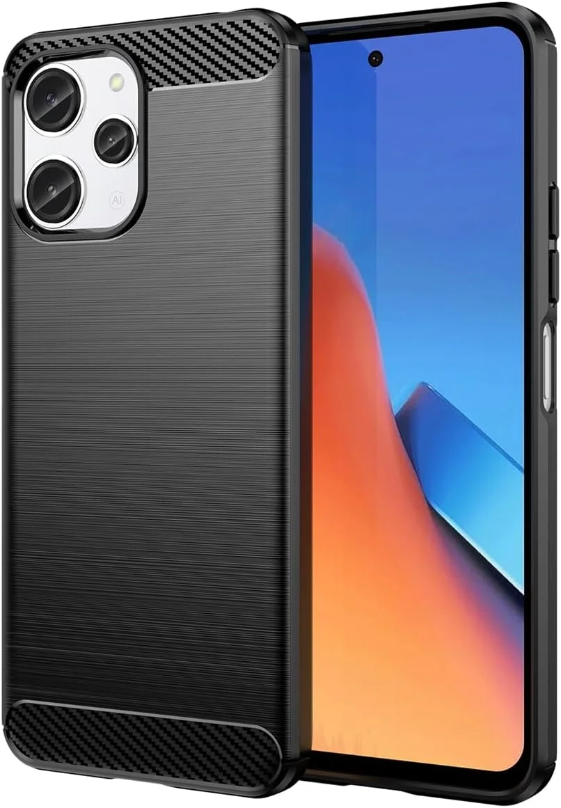 کاور محافظ گوشی ردمی 12، کاور گوشی ردمی 12 5G، پوکو M6 پرو 5G/ ردمی نوت 12R/ کاور فیبر کربنی باریک TPU ضد ضربه برای گوشی شیائومی ردمی 12 - مشکی
