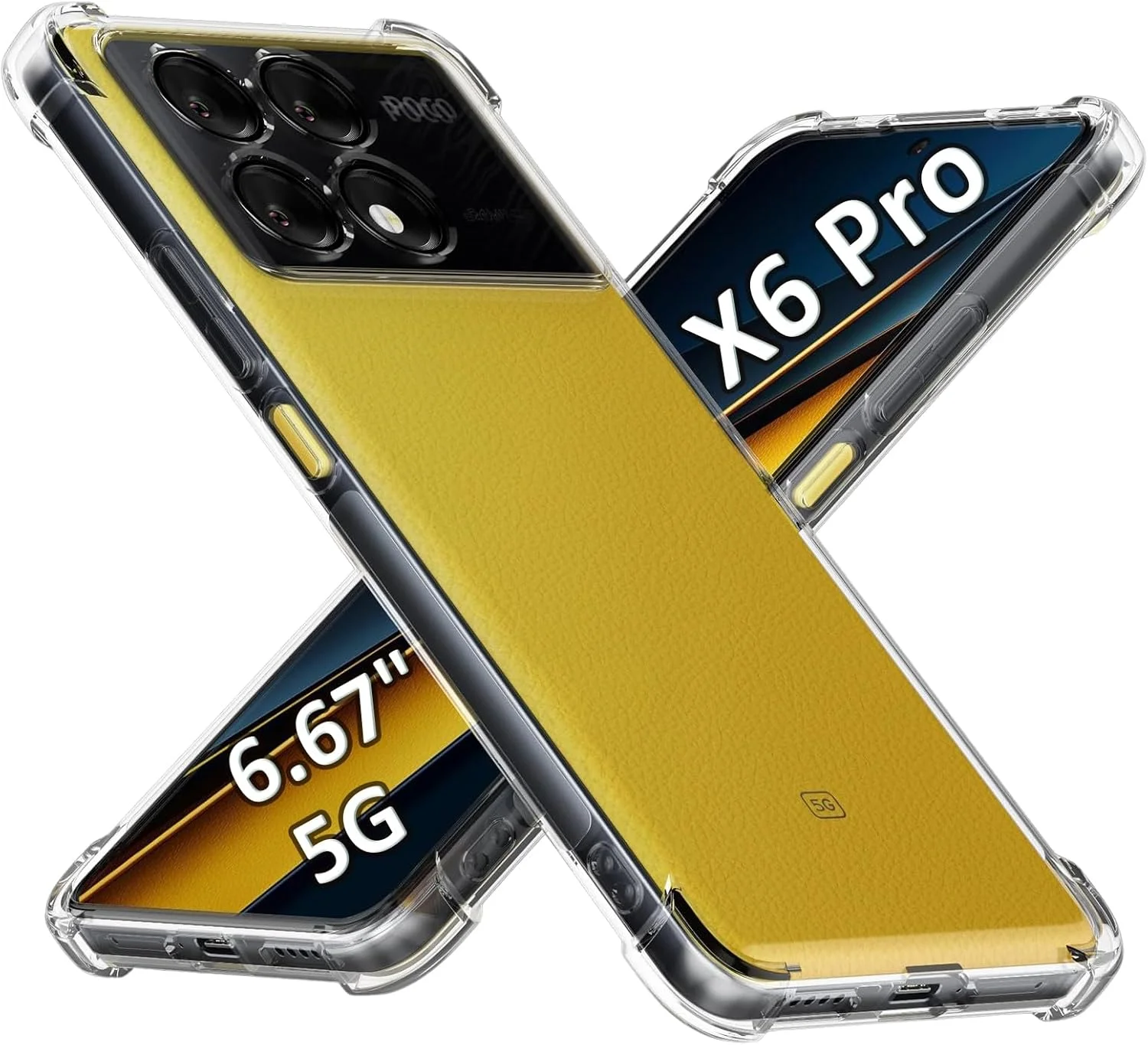 کاور محافظ شفاف TPU چهار گوشه با محافظت نظامی برای گوشی شیائومی پوکو X6 پرو 5G / ردمی K70E 5G (نه برای K70) - قاب نرم