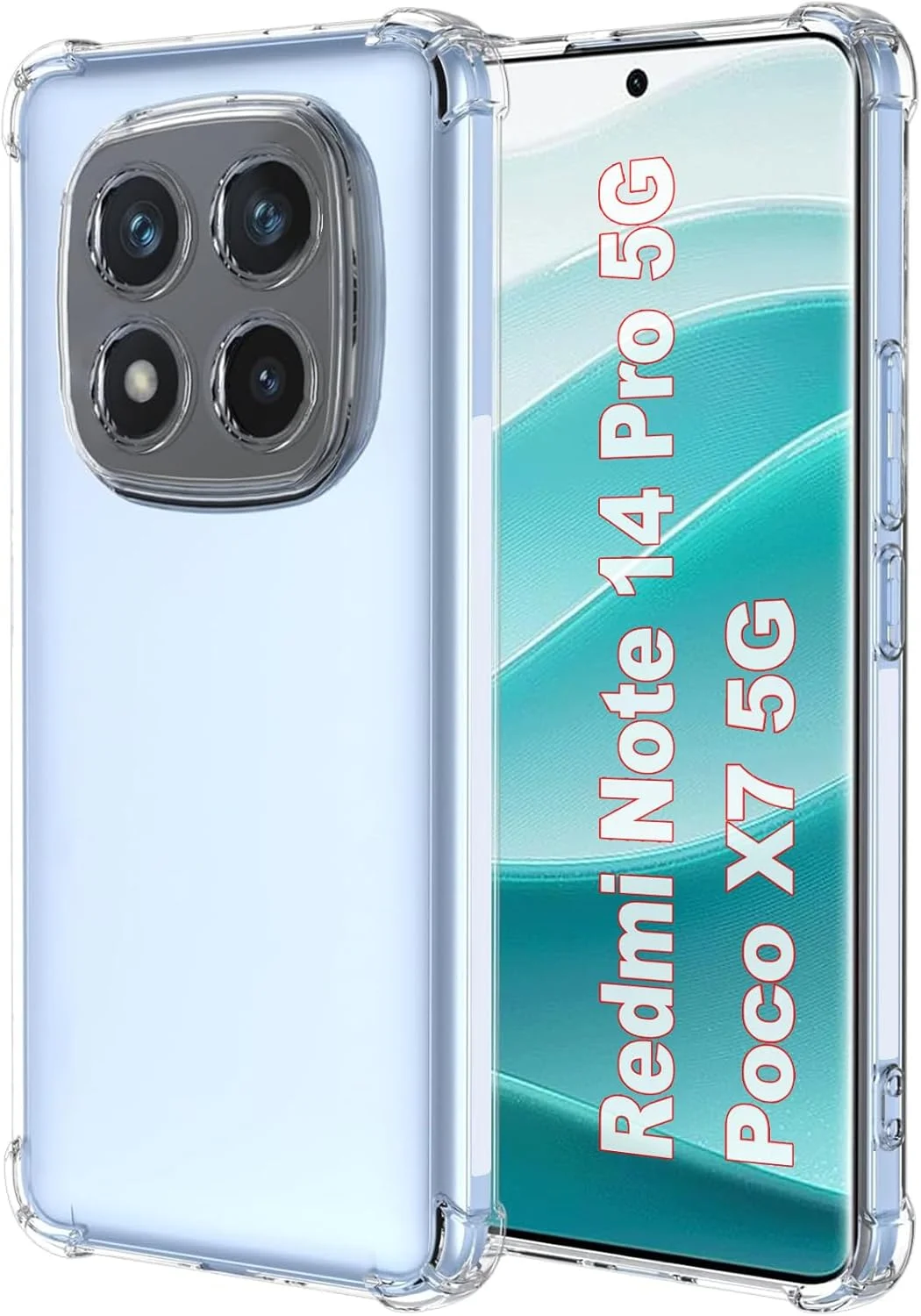 کاور محافظ شفاف TPU با محافظت چهار گوشه و درجه نظامی مناسب برای گوشی شیائومی پوکو X7 5G / ردمی نوت 14 پرو 5G