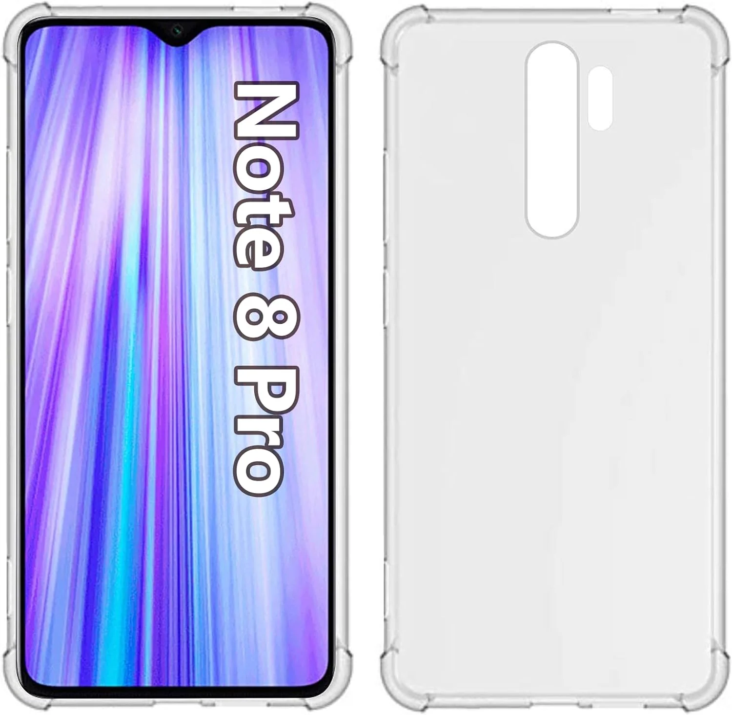 کاور محافظ ژله ای شفاف گوشی شیائومی می ردمی نوت 8 پرو، محافظ چهار گوشه و محافظت از دوربین