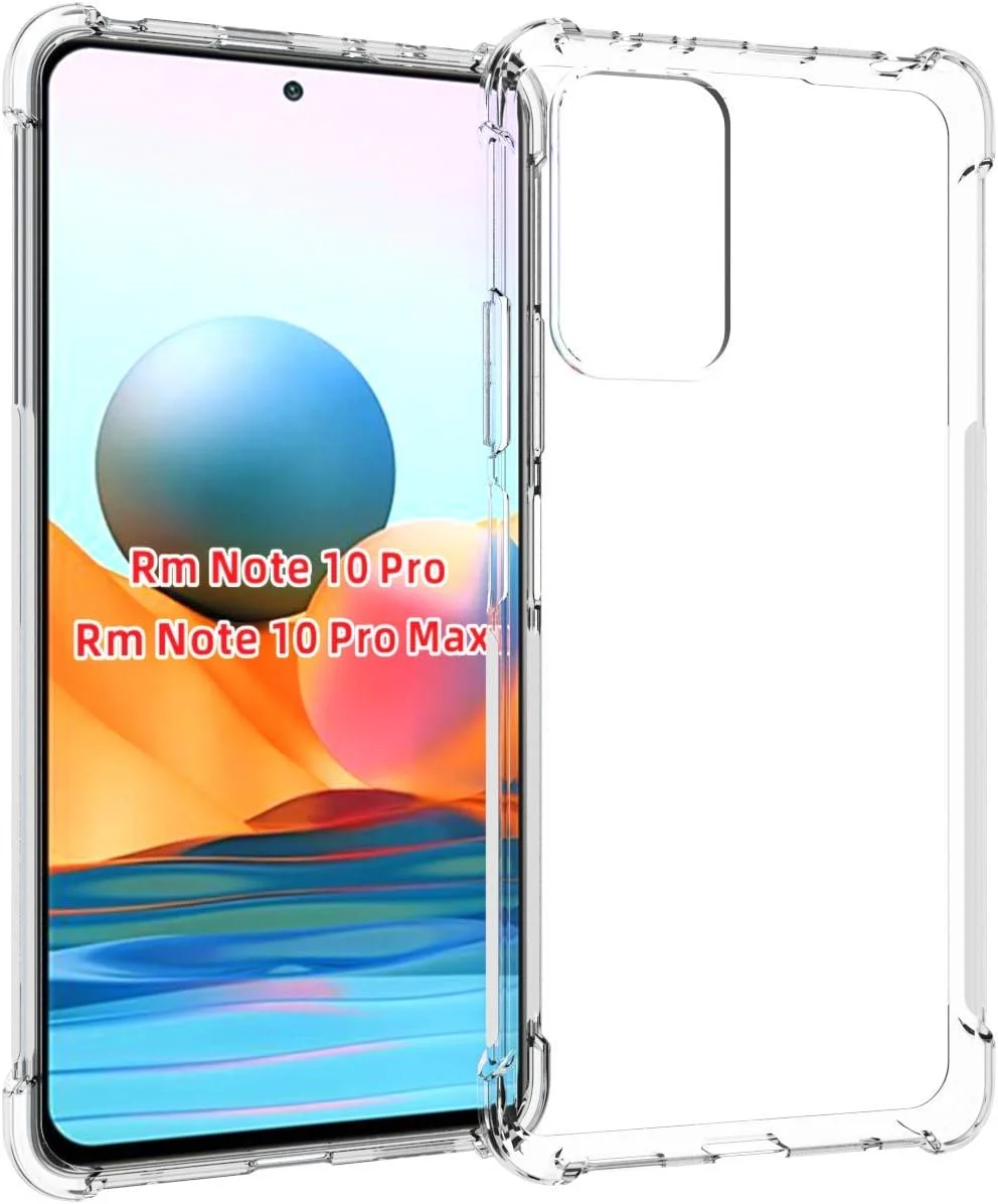کاور محافظ شفاف TPU با چهار گوشه تقویت شده برای گوشی Mi Redmi Note 10 Pro Max و Redmi Note 10 Pro