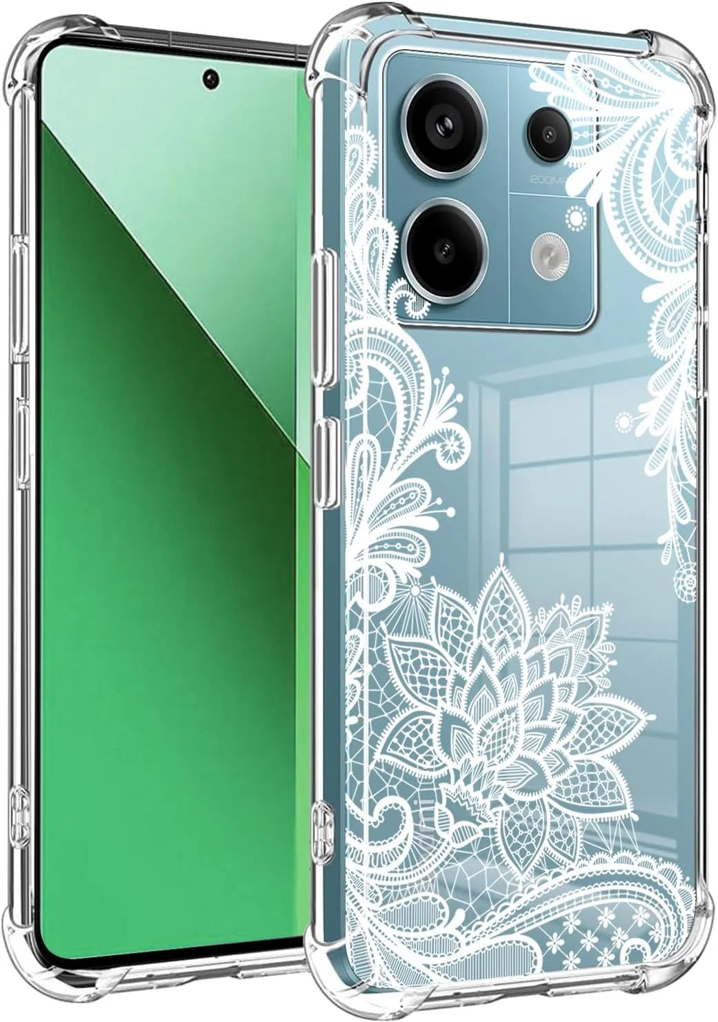 قاب گوشی برای ردمی نوت 13 پرو 5G، قاب پوکو X6 5G دخترانه زنانه، طرح گلدار شفاف باریک ضد ضربه، کاور محافظ TPU انعطاف پذیر برای شیائومی ردمی نوت 13 پرو 5G ماندالا