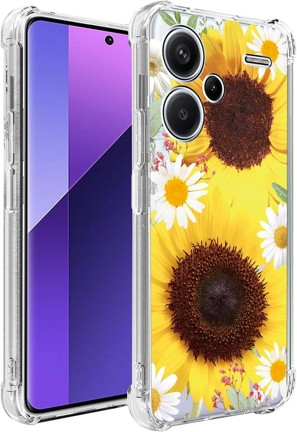 کاور گوشی موبایل مناسب برای ردمی نوت 13 پرو پلاس 5G، کاور محافظ TPU انعطاف پذیر با طرح گل آفتابگردان، ضد ضربه و باریک مناسب دختران و بانوان برای شیائومی ردمی نوت 13 پرو پلاس 5G