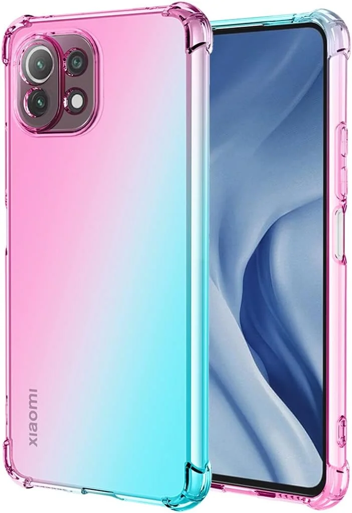 قاب گوشی شیائومی Mi 11 Lite 5G/11 Lite 5G NE/Mi 11 Youth M2101K9AG، کاور TPU شفاف و باریک با طرح گرادیان زیبا، ضد خش و مقاوم در برابر ضربه (صورتی/سبز)