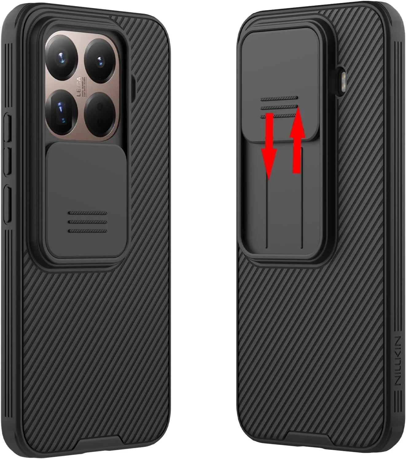 قاب محافظ سازگار با شیائومی Mi 15T Pro، با پوشش کشویی محافظ لنز دوربین، کاور پشتی سخت PC و بامپر TPU برای شیائومی Mi 15T Pro (مشکی)