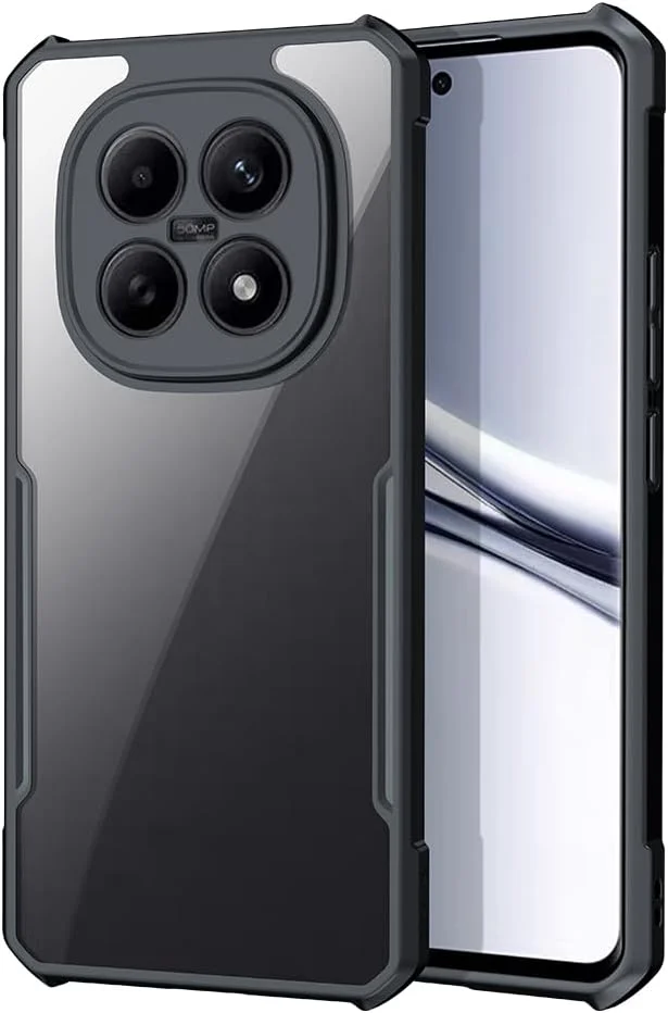 قاب گوشی برای شیائومی ردمی نوت 15 5G با فناوری ایربگ در چهار گوشه، کاور محافظ TPU نیمه شفاف با درجه نظامی با کناره های مشکی، باریک، ضد لغزش، ضد اثر انگشت، ضد افتادن، شفاف