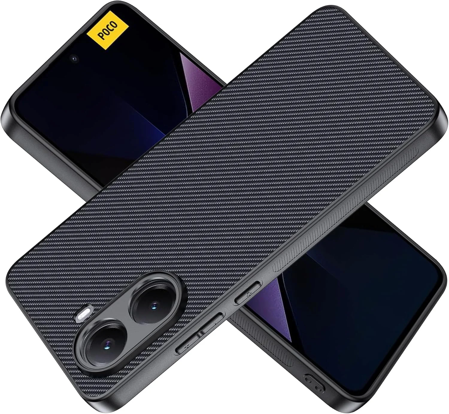 قاب محافظ گوشی شیائومی پوکو X7 پرو، کیفیت بالا، جنس PC فیبر کربن، بدنه سخت، مقاوم در برابر خراش، محافظت کامل و انعطاف پذیر، ضد لغزش - مشکی