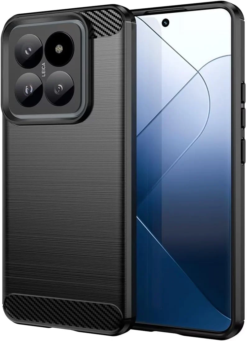 کاور محافظ گوشی شیائومی 14 پرو 5G، کاور فوق العاده باریک با قابلیت جذب شوک، ساخته شده از فیبر کربن و لاستیک TPU، رنگ مشکی