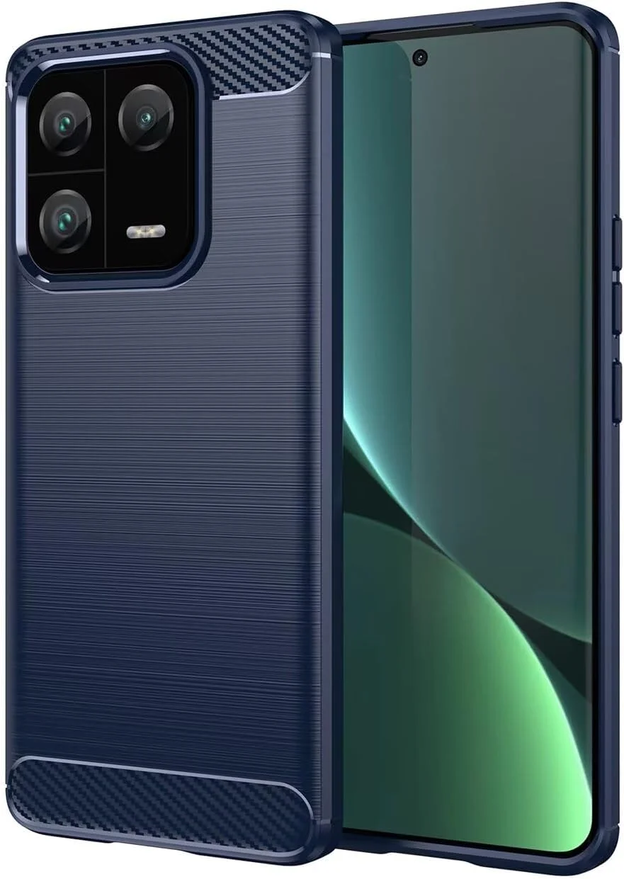 قاب محافظ گوشی شیائومی 13 پرو 5G، مدل 2210132G، کاور فوق العاده باریک با ضربه گیری فیبر کربنی TPU، قاب محافظ برای شیائومی می 13 پرو، سرمه ای