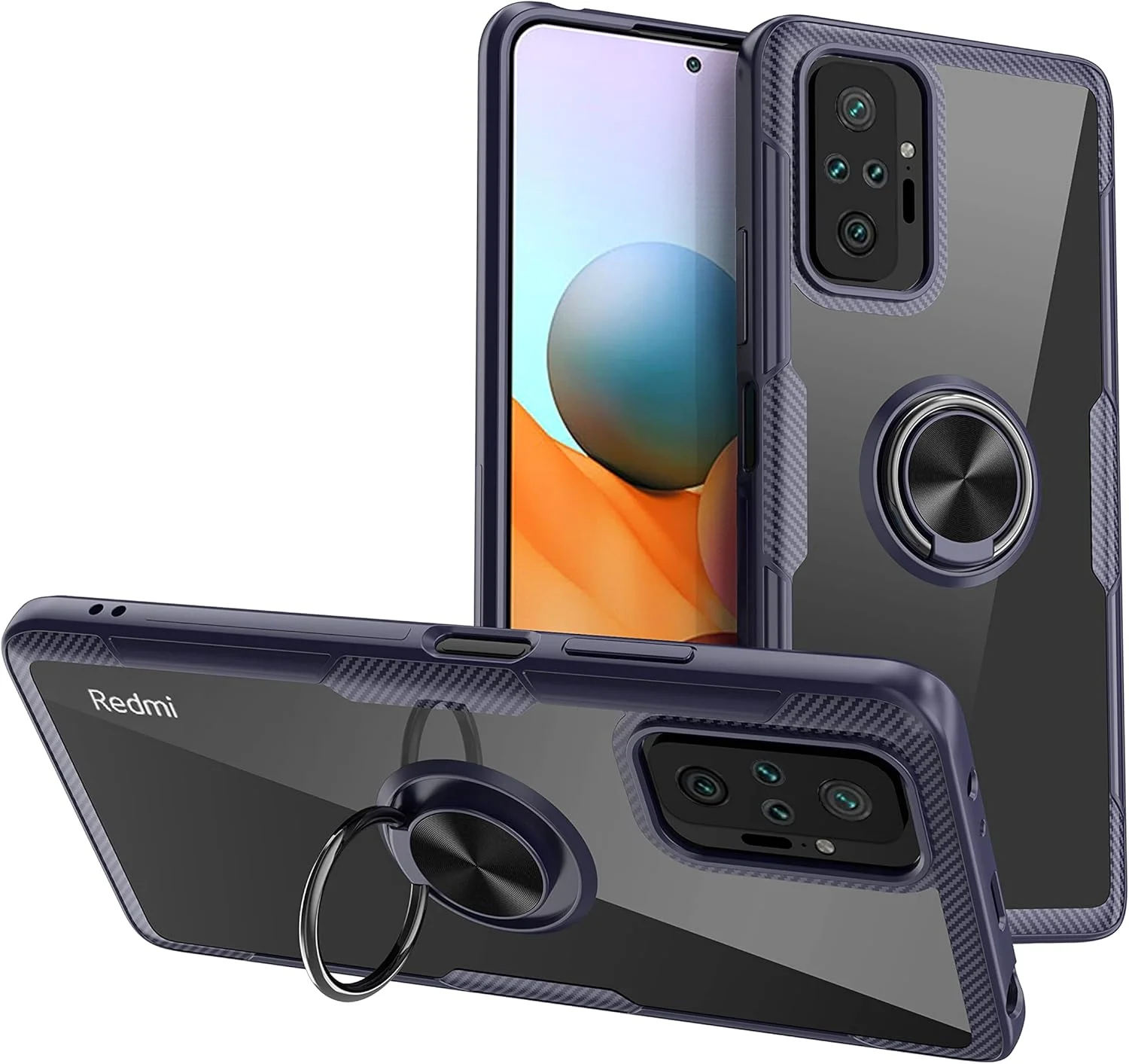 کاور شفاف SORAKA برای گوشی شیائومی Redmi Note 10 Pro به همراه حلقه نگهدارنده، کاور باریک و شفاف PC سخت به همراه صفحه فلزی برای هولدر مغناطیسی خودرو