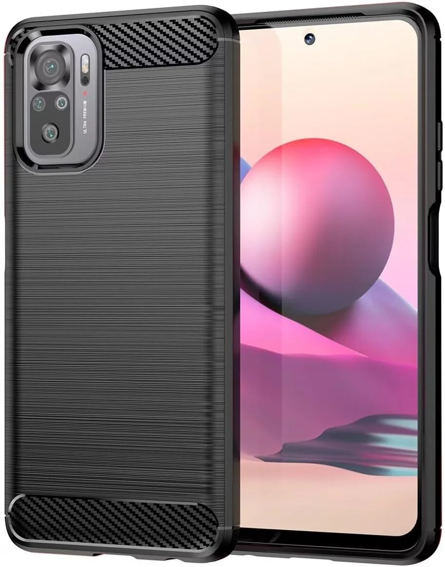 قاب محافظ گوشی شیائومی ردمی نوت 10 / ردمی نوت 10S / پوکو M5S، کاور فوق العاده باریک با ضربه گیری فیبر کربنی TPU لاستیکی محافظ برای شیائومی ردمی نوت 10S - مشکی