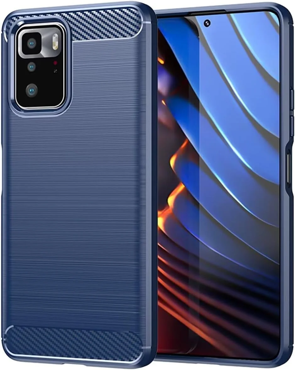 قاب محافظ گوشی شیائومی ردمی نوت 10 پرو (4G) / ردمی نوت 10 پرو مکس M2101K6G، کاور فوق العاده باریک گوشی با قابلیت جذب شوک، فیبر کربنی TPU، قاب محافظ لاستیکی برای شیائومی ردمی نوت 10 پرو - سرمه ای