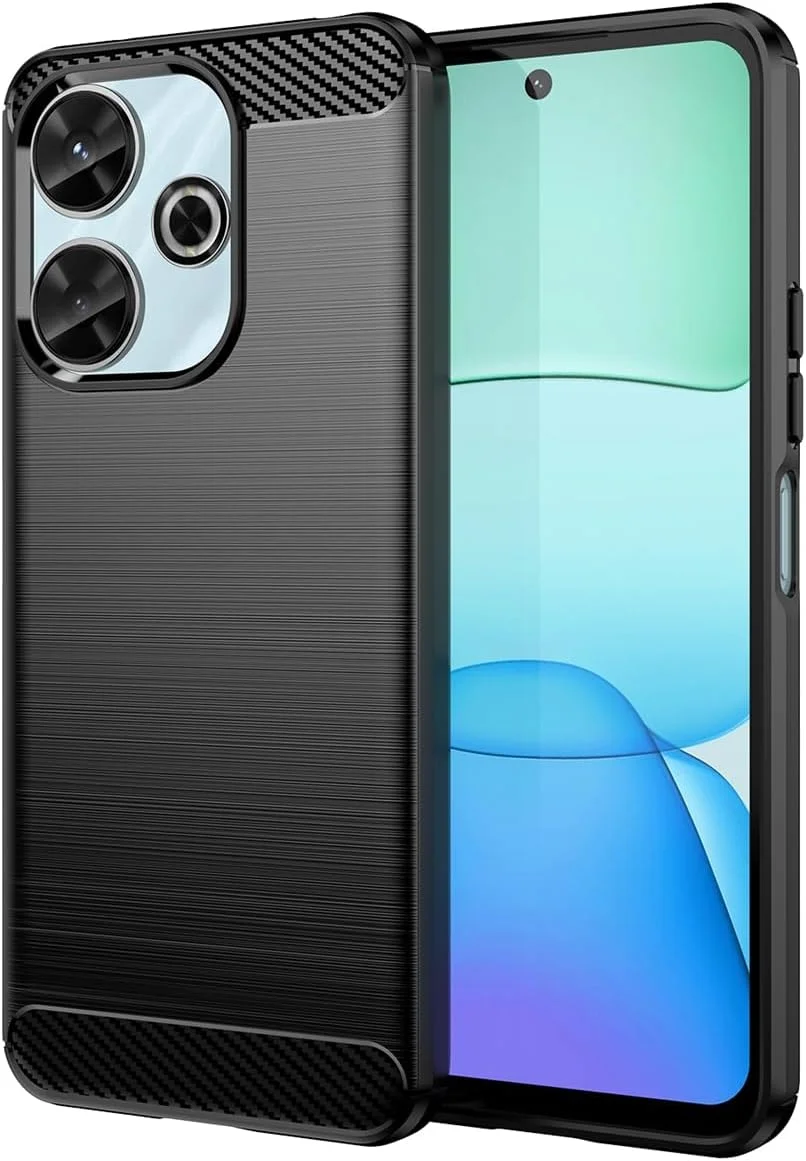 قاب محافظ گوشی شیائومی ردمی 13 4G، ردمی 13 5G/ ردمی نوت 13R/ پوکو M6 پلاس، کاور فوق العاده باریک با ضربه گیر فیبر کربنی TPU لاستیکی محافظ برای شیائومی ردمی 13 - مشکی