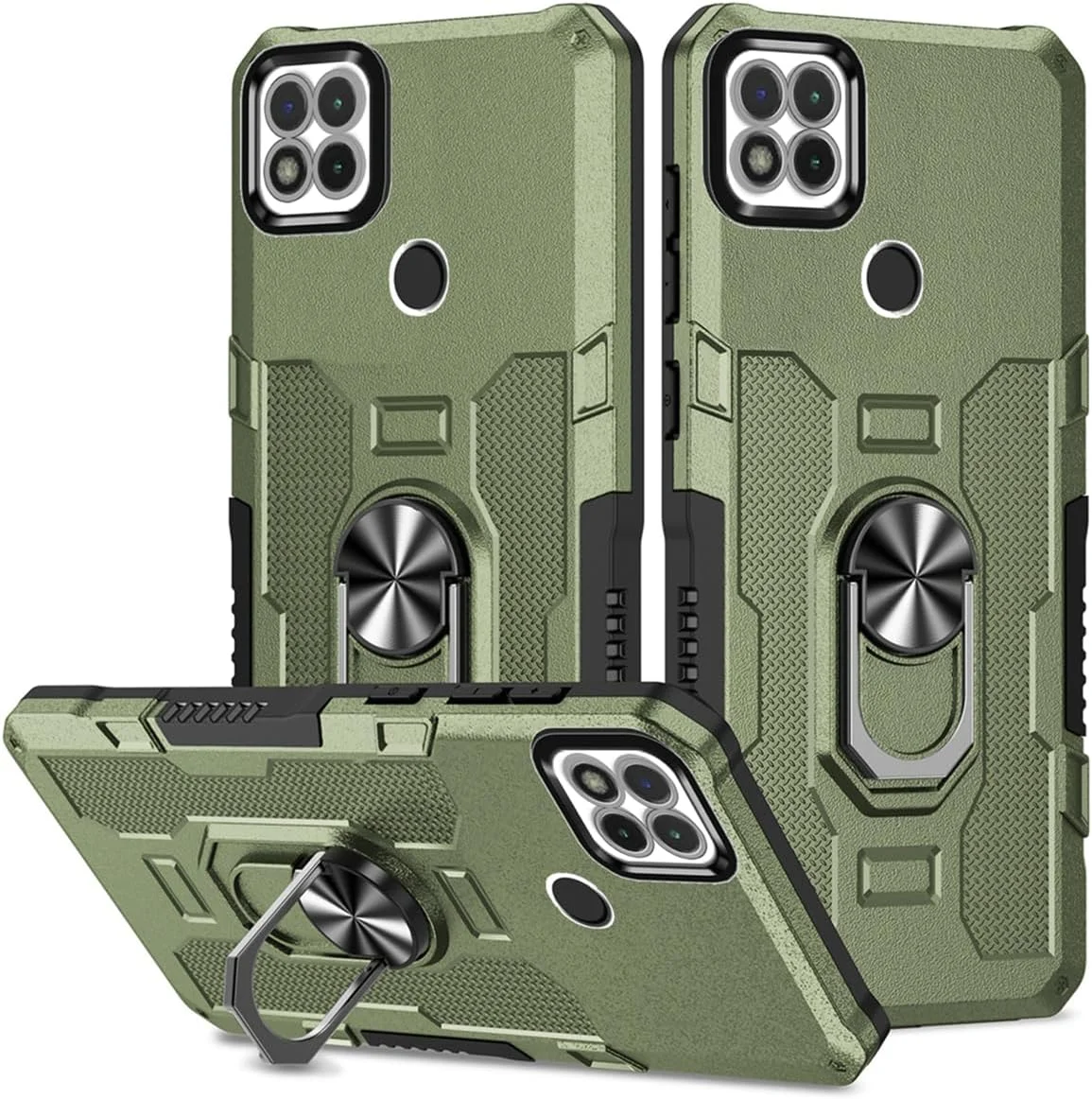 قاب محافظ گوشی شیائومی ردمی 9C/ ردمی 10A/ ردمی 9C NFC/ ردمی 9 اکتیو، دارای پایه نگهدارنده محکم، قابلیت اتصال مغناطیسی به هولدر خودرو، ضد ضربه و محافظ دوربین، رنگ سبز