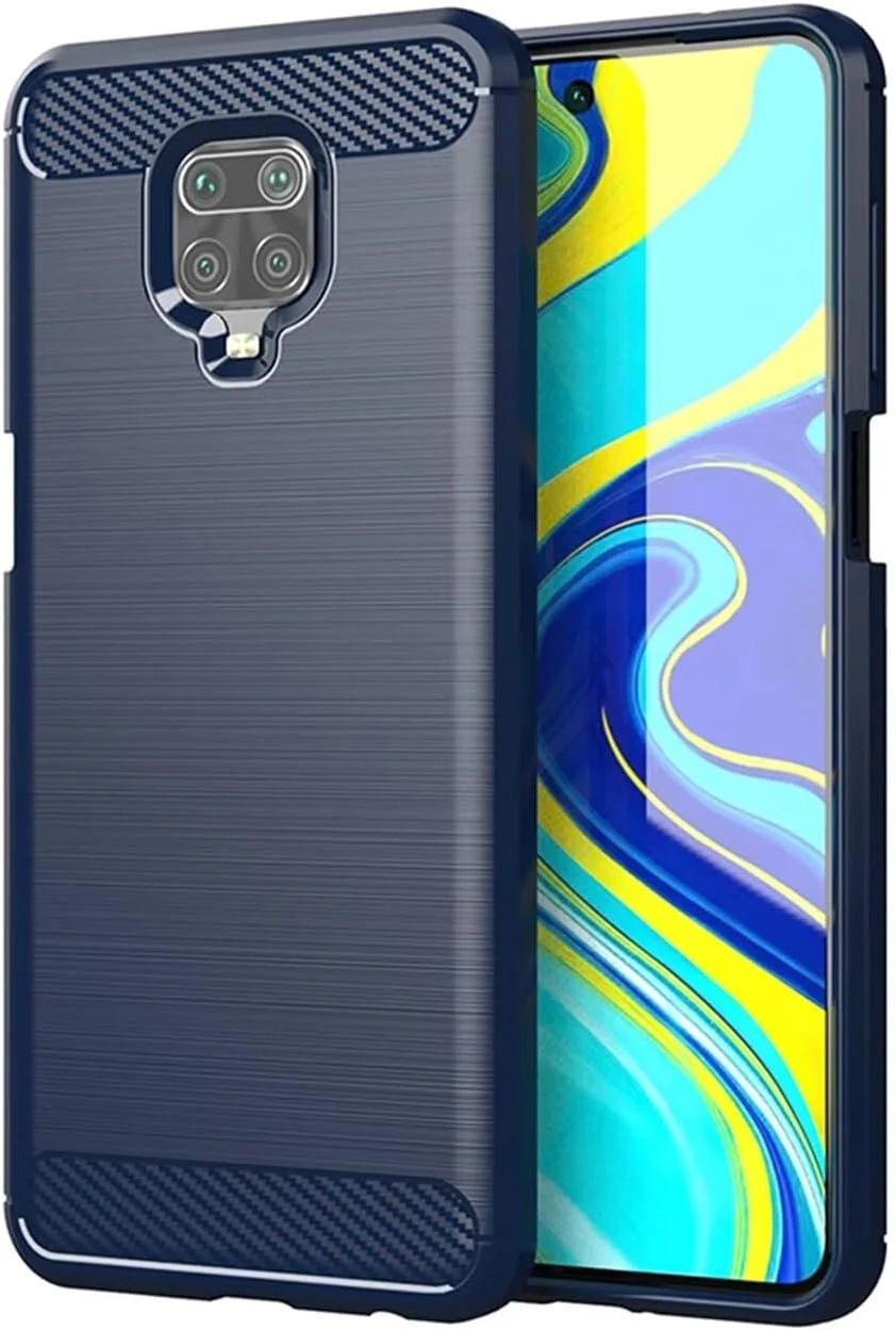 قاب محافظ گوشی برای ردمی نوت 9 پرو/ردمی نوت 9 اس/ردمی نوت 9 پرو مکس/پوکو ام 2 پرو، کاور فوق العاده باریک با فیبر کربنی و لاستیک TPU محافظ برای شیائومی ردمی نوت 9 پرو - آبی تیره