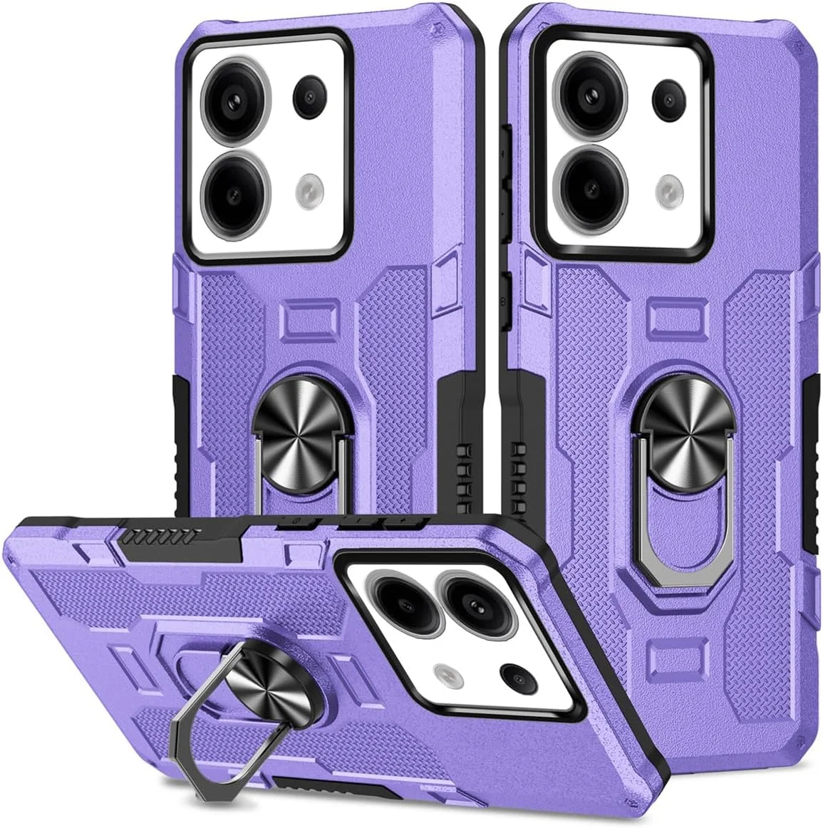 قاب محافظ گوشی شیائومی ردمی نوت 13 پرو 5G، قاب گوشی پوکو X6 5G، دارای پایه نگهدارنده مقاوم، قابلیت نصب روی هولدر مغناطیسی خودرو، ضد ضربه، محافظ دوربین، رنگ بنفش