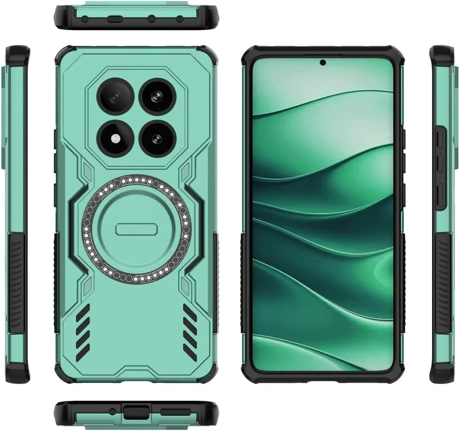 کاور محافظ گوشی شیائومی ردمی نوت 14 پرو 5G، کاور دولایه مقاوم در برابر ضربه TPU+PC و دارای سیستم دفع حرارت، سازگار با گوشی شیائومی پوکو X7 5G مدل 24095PCADG، رنگ سبز