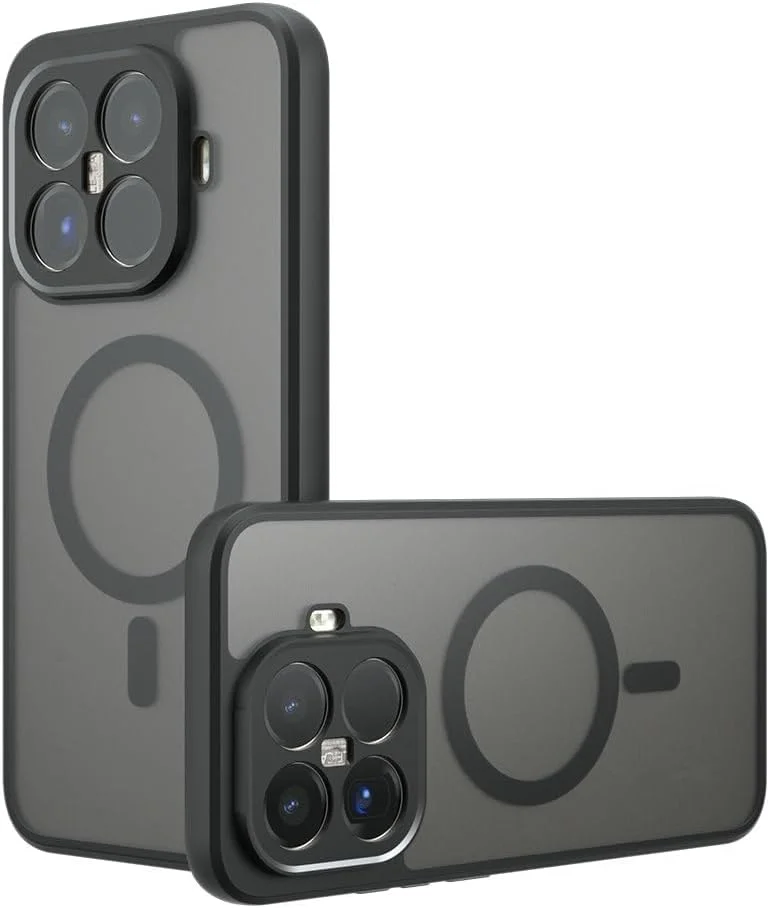 کاور محافظ سازگار با شیائومی 15T Pro، سازگار با شیائومی 15T Pro 5G 2506BPN68G، قاب پشتی مات نیمه شفاف ضد ضربه مشکی با قابلیت اتصال مغناطیسی