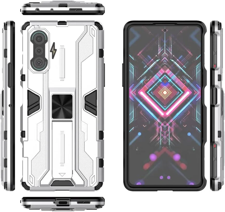 قاب محافظ گوشی شیائومی پوکو F3 GT / ردمی K40 گیمینگ / ردمی K40 گیمینگ ادیشن، کاور محافظ تلفن همراه با پایه تاشو، قاب با عملکرد جذب مغناطیسی - نقره ای