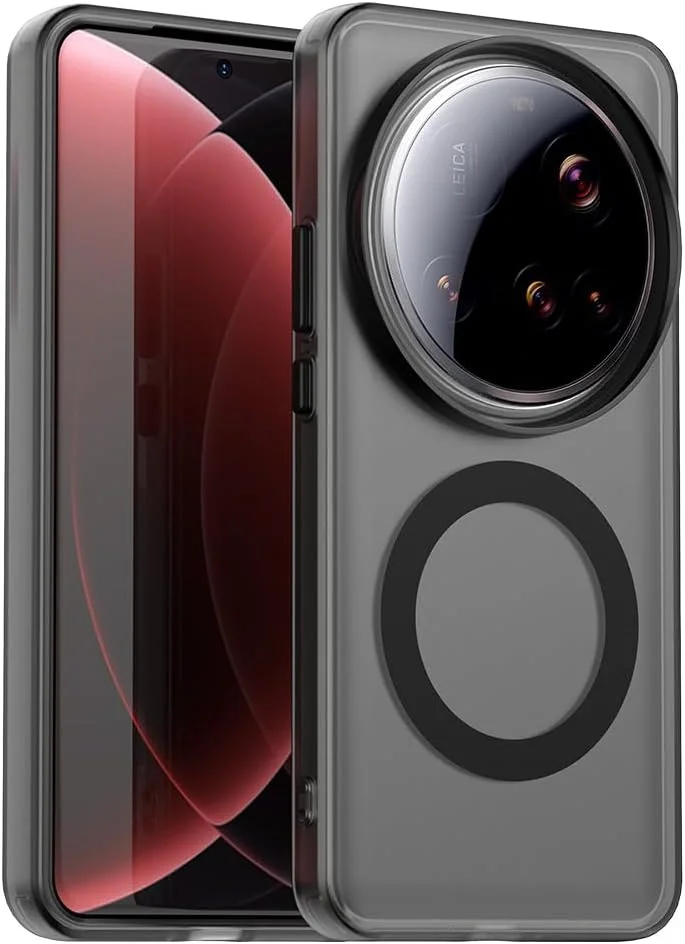 کاور محافظ سازگار با گوشی شیائومی 15 اولترا، سازگار با مگ‌سیف، کاور گوشی مغناطیسی ضد ضربه، کاور مشکی سازگار با گوشی شیائومی 15 اولترا