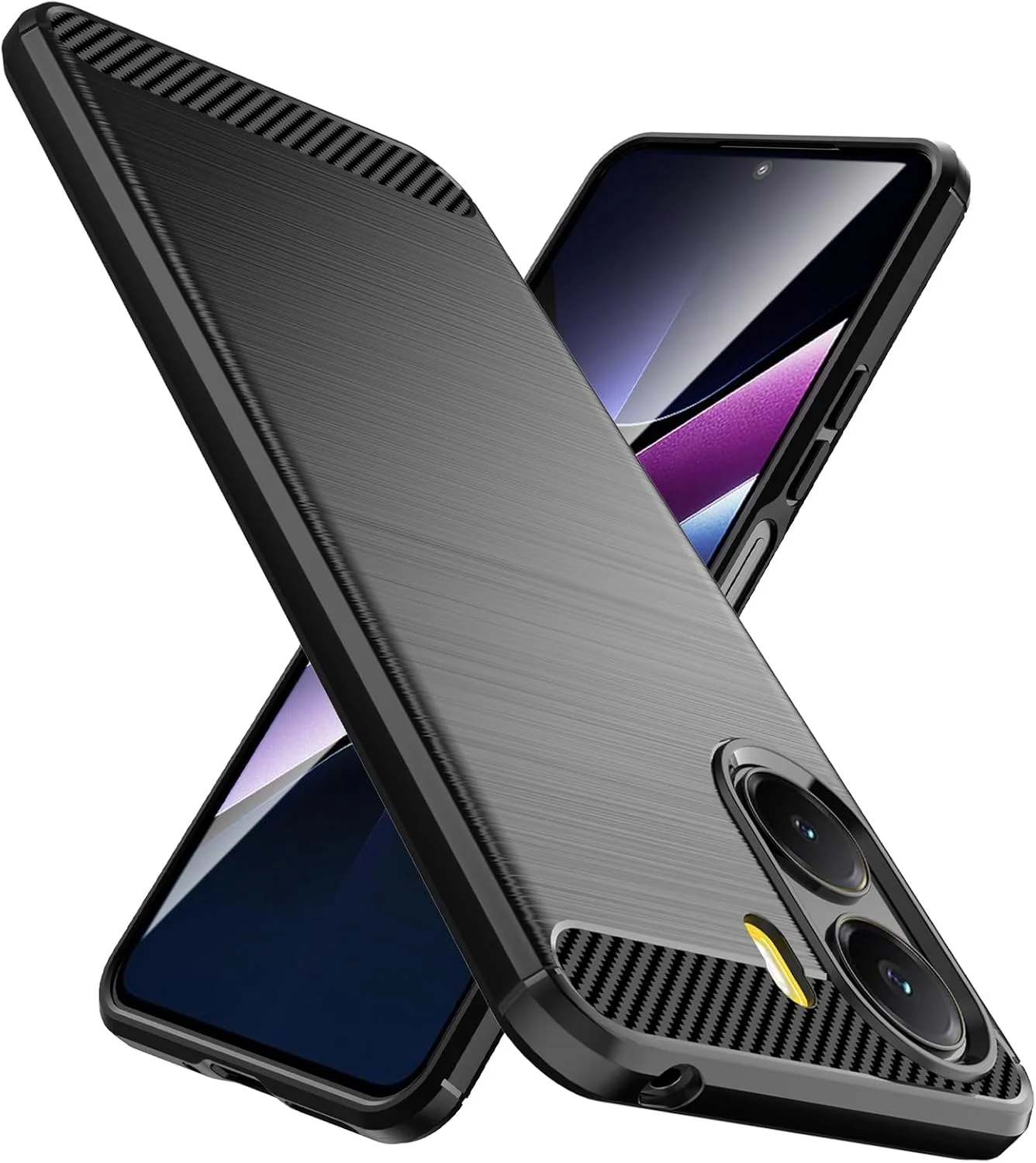 قاب محافظ گوشی شیائومی پوکو X7 پرو، TPU انعطاف پذیر بافت برس خورده، ضد لغزش، ضد ضربه، محافظت نظامی، قاب باریک، مشکی