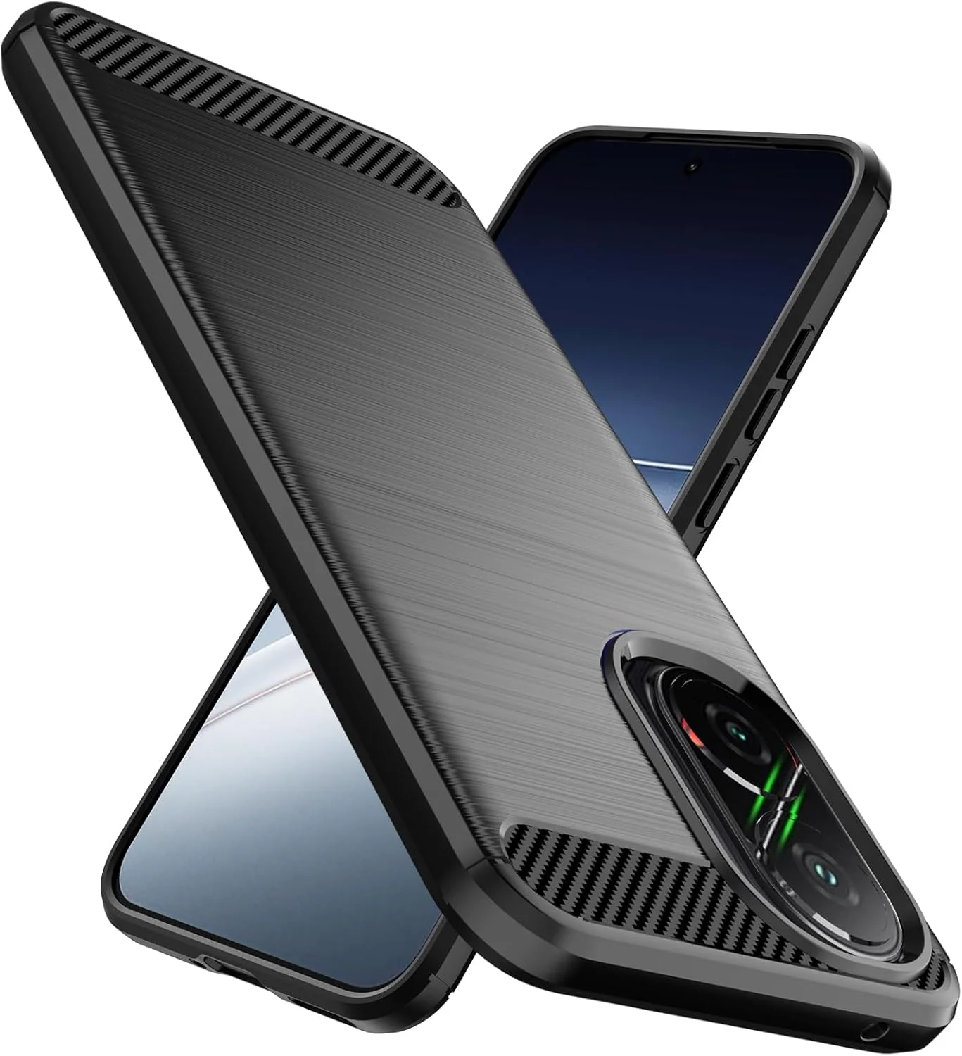 کاور محافظ گوشی شیائومی پوکو F7، جنس TPU منعطف، بافت برس خورده، ضد لغزش، ضد ضربه، محافظت نظامی، کاور باریک برای پوکو F7، مشکی